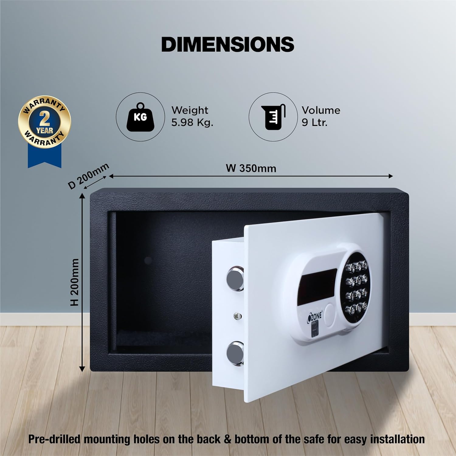 Ozone 9 Litres Digital Safe Locker