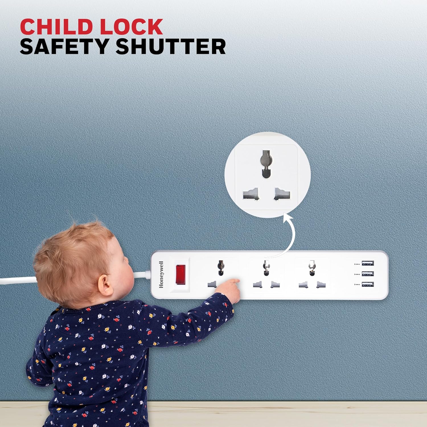 #Color_White Honeywell 3 Outlet Extension Board