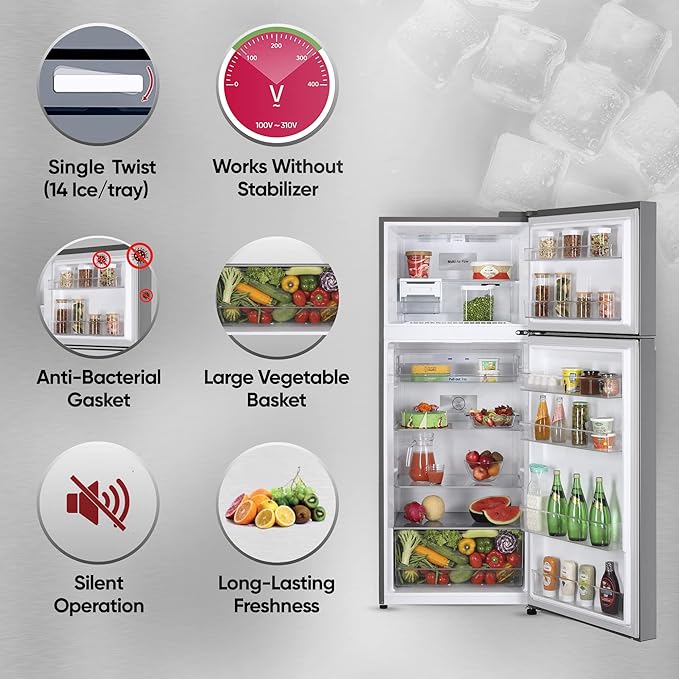 LG 380 L 2 Star Frost Free Smart Inverter Double Door Refrigerator Appliance (- GL-N412SDSY- Dazzle Steel- Express Freeze)