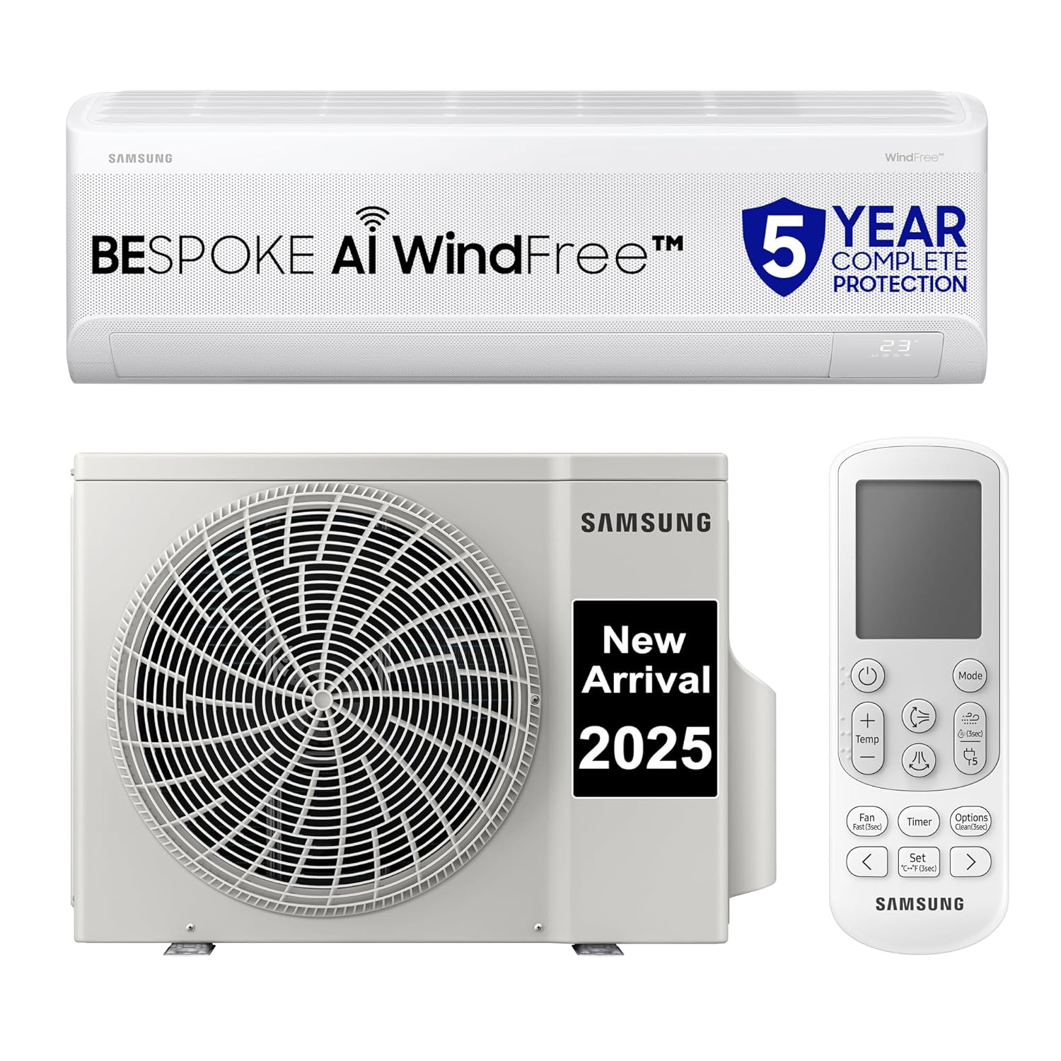 Samsung 1.5 Ton 3 Star Windfree AI Inverter Smart Split AC (WiFi- Energy Saving- Voice Control- Powerful Cooling- Copper- Digital Inverter- 4 Way swing- Convertible- BESPOKE AI AR60F19D1XWNNA)