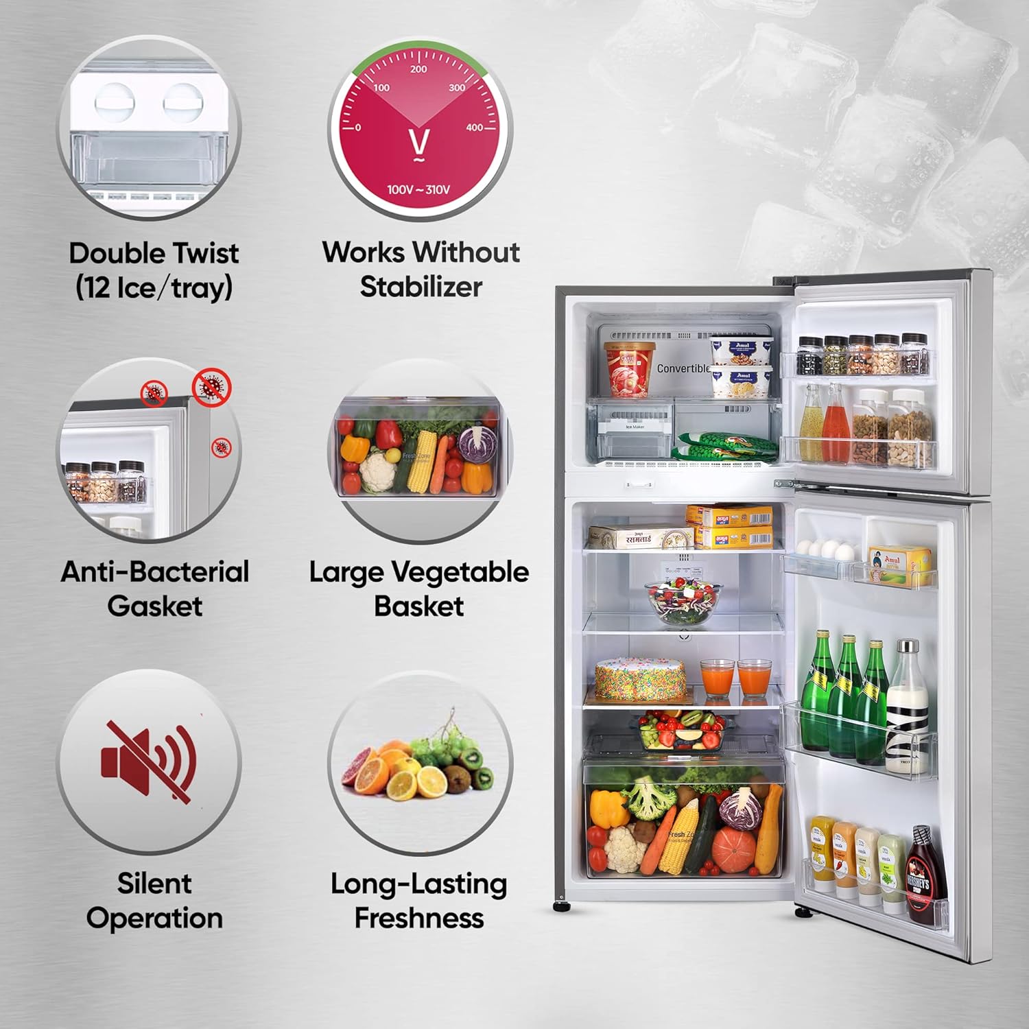 LG 240 L 2 Star Frost-Free Smart Inverter Double Door Refrigerator Appliance (2023 Model- GL-S292SPZY- Shiny Steel- Convertible)