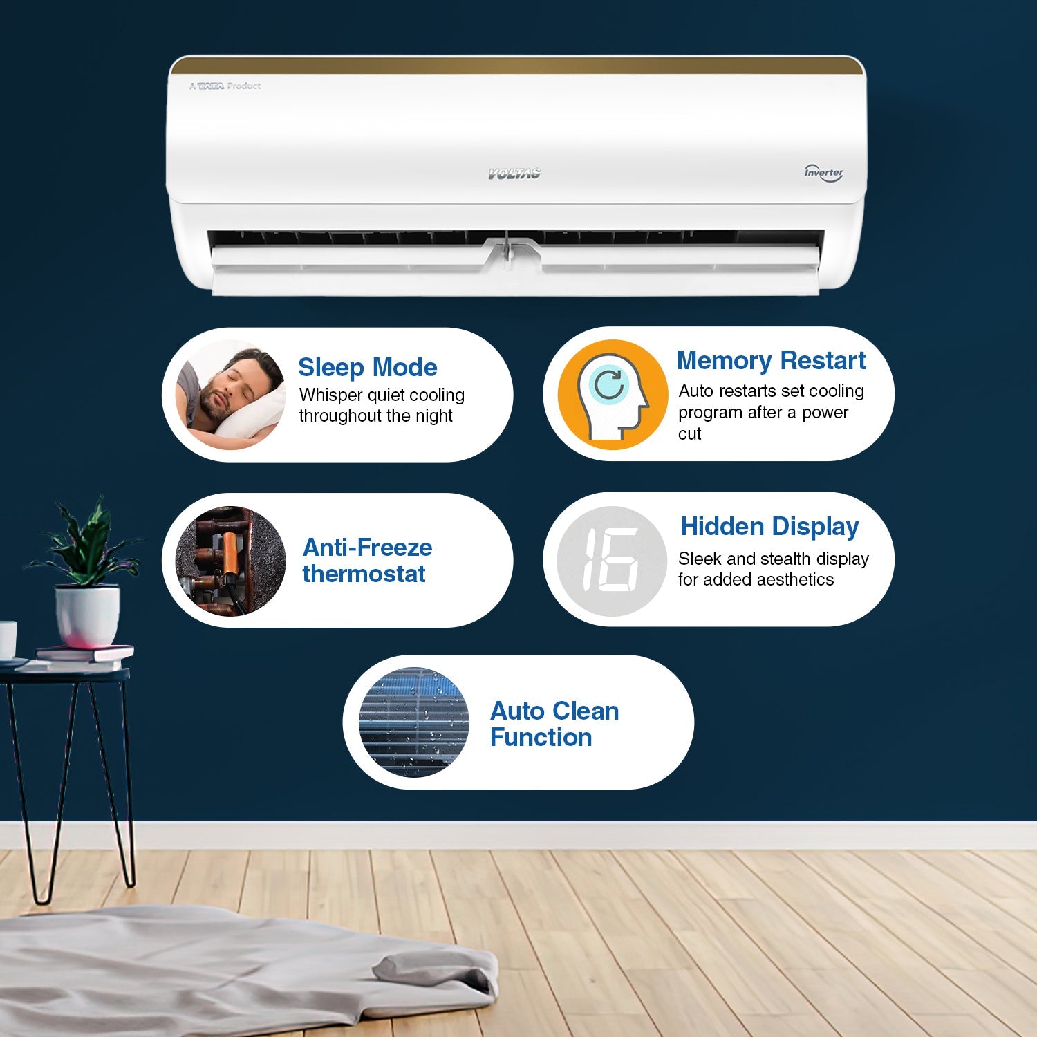 Voltas SmartAir Inverter AC- 1.5 Ton- 3 star - 183V Vertis Smart Elite Gold With IoT