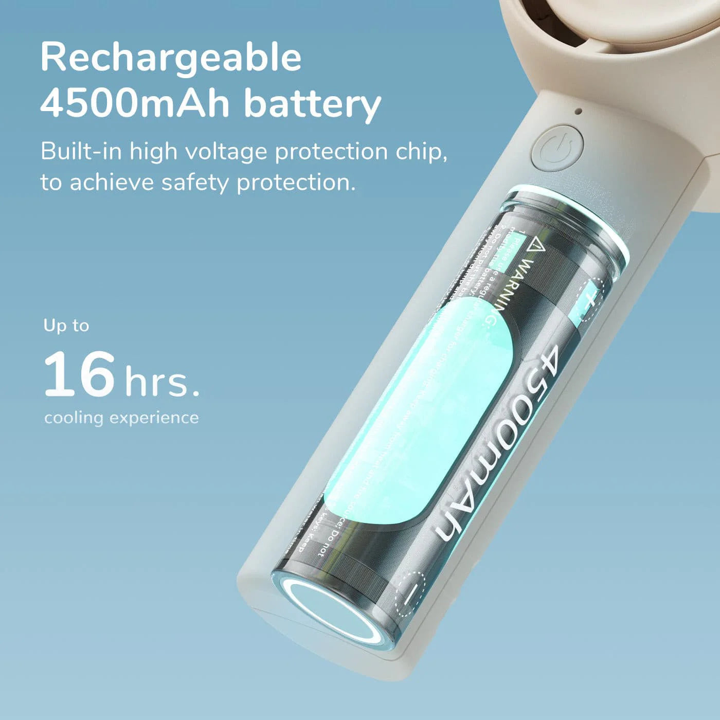 JISULIFE Handheld Fan Life5 L Brown with 4500mAh rechargeable battery, up to 16 hours cooling, built-in safety protection chip