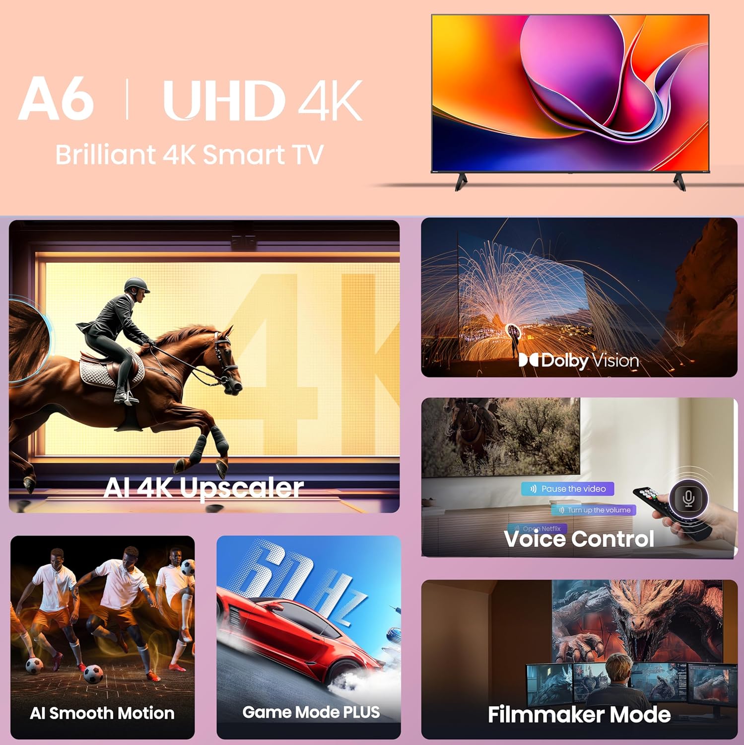 Hisense 146cm A6Q Series 4K Ultra HD Smart LED TV