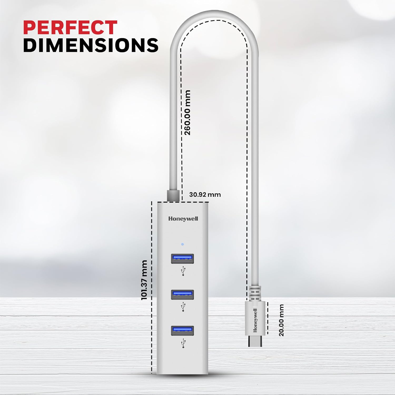 Honeywell Momentum Type C to 4xUSB 3.0 Hub, Super-Fast Transmission Speed 5GBPS, Max Current 900mA per Port, Universally Compatible with All Type C- MacBook, Laptop, PC, Printer, Mobiles, Keyboard