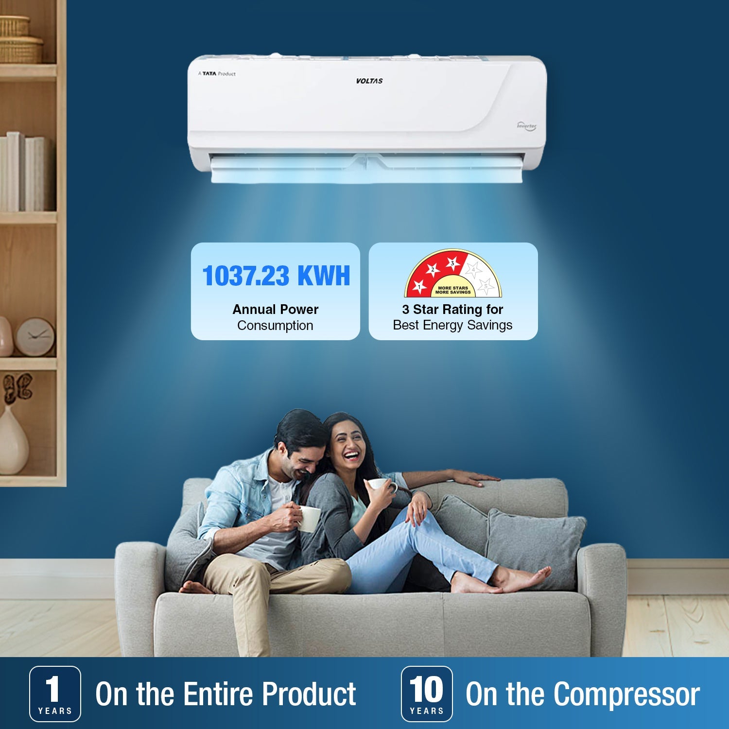 Voltas SmartAir Inverter AC- 1.5 Ton- 3 star - 183V Vertis Platina