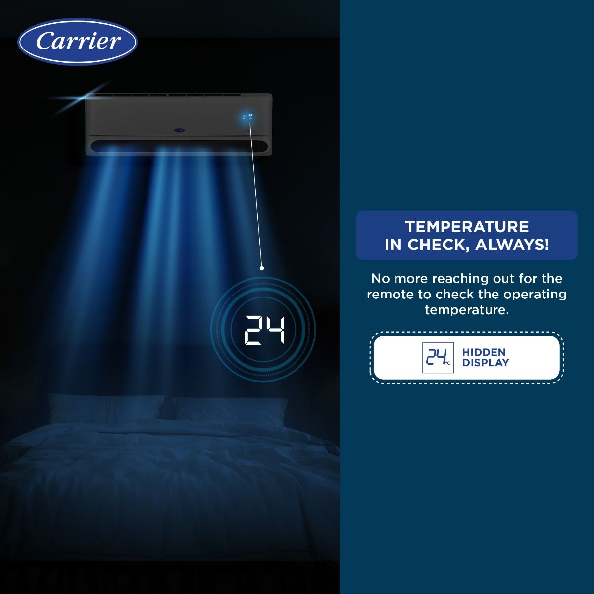 Carrier 1 Ton 3 Star Hybridjet Inverter Split AC (Copper, Convertible 6-in-1 Cooling,Anti Viral Guard & Smart Energy Display, 2025 Model,Indus Exi,CAI12IN3R34F0,White)