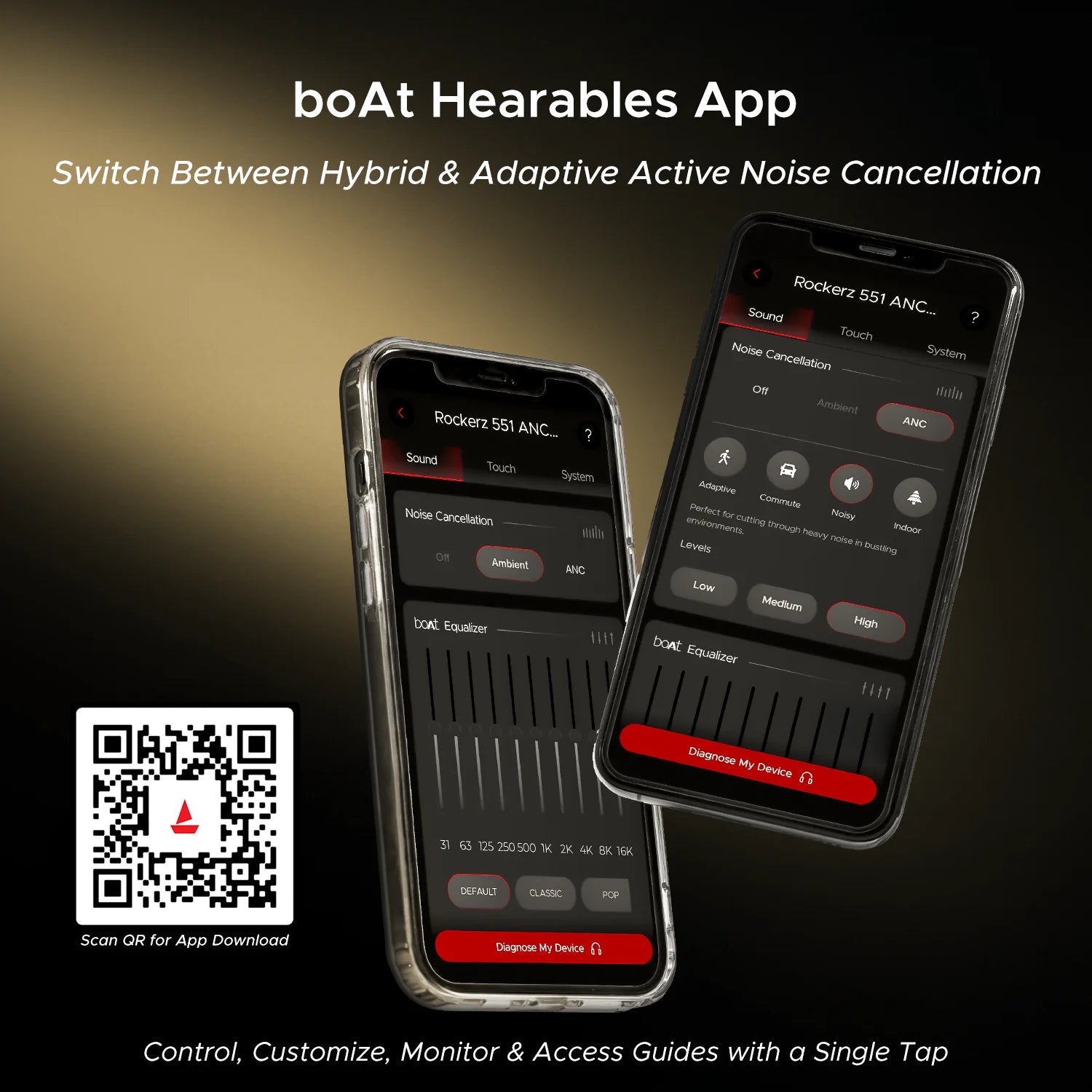 boAt New Launch Rockerz 551 ANC Pro- 42dB Hybrid Adaptive ANC- App Support- 72Hrs Battery- 40mm Titanium Drivers-ENx Tech-Foldable Cups Bluetooth Headphones- Wireless Headphone with Mic