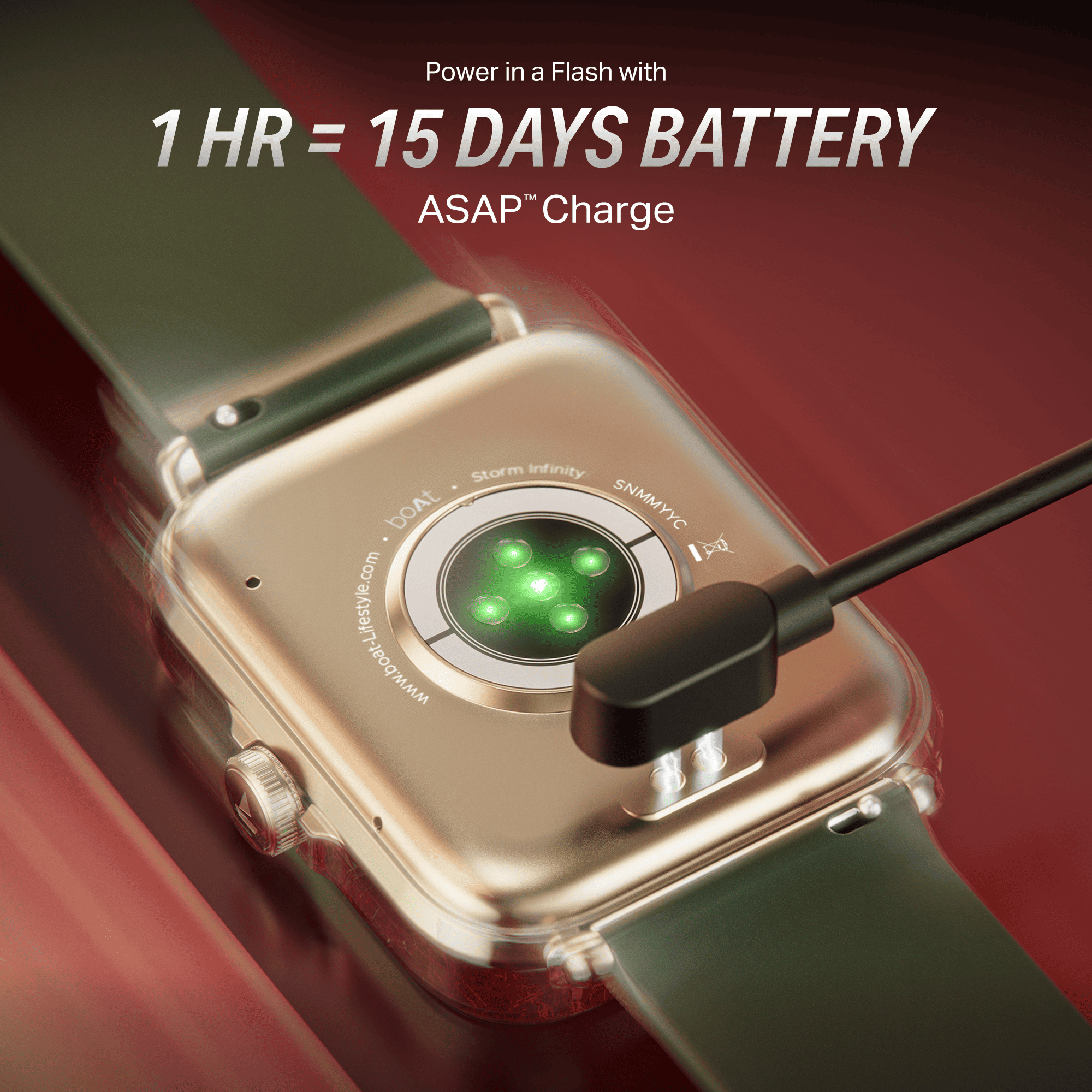 #Color_Jade Gold boAt Storm Infinity Smartwatch