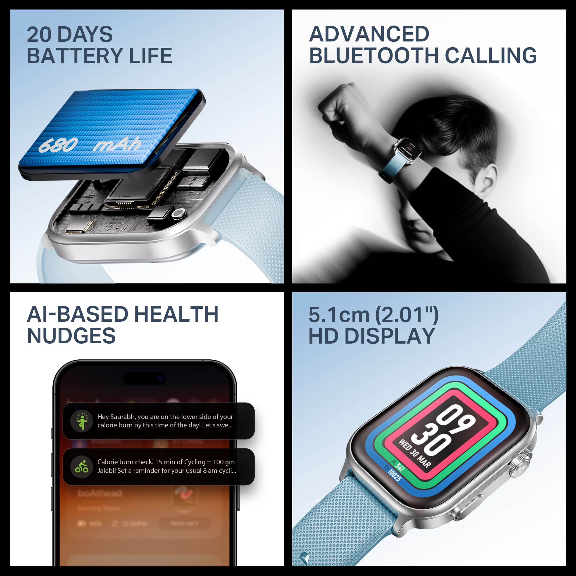 #Color_Sky Blue boAt Storm Infinity Max Smartwatch