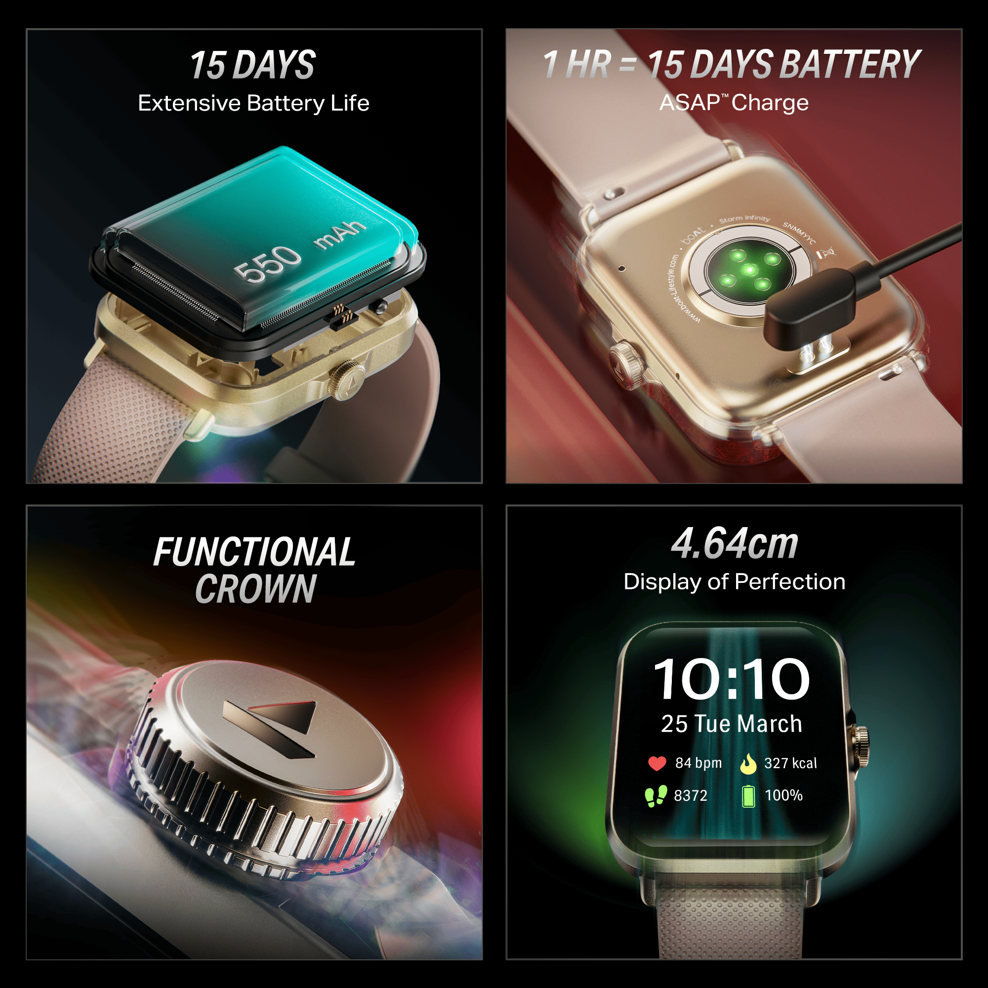 #Color_Cherry Blossom boAt Storm Infinity Smartwatch