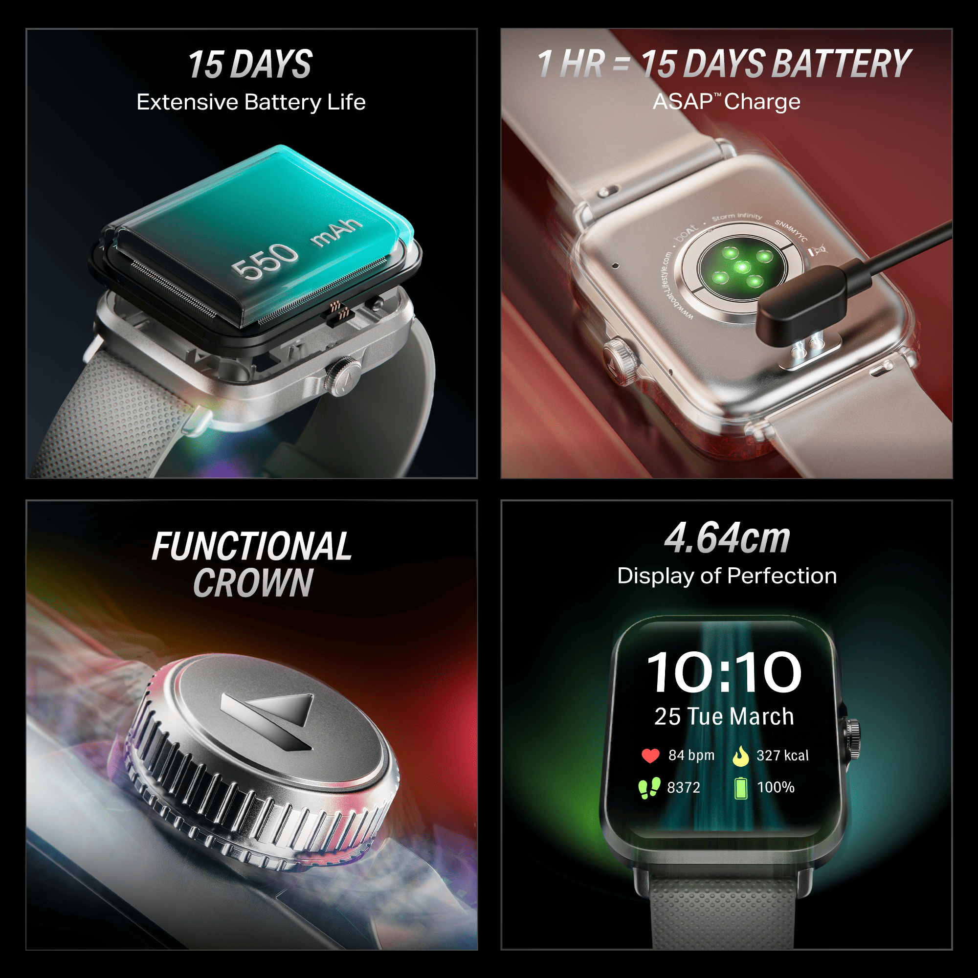 #Color_Silver Mist boAt Storm Infinity Smartwatch