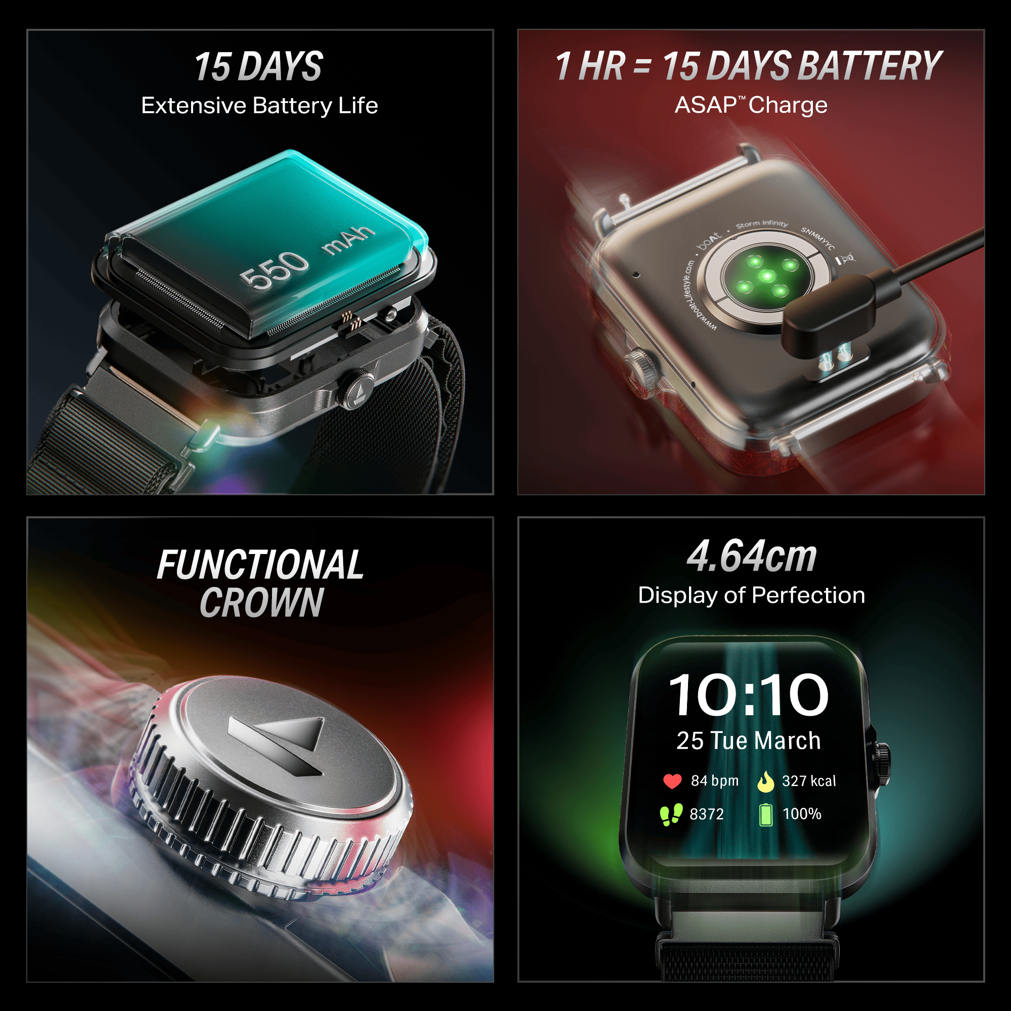 #Color_Sports Black boAt Storm Infinity Smartwatch