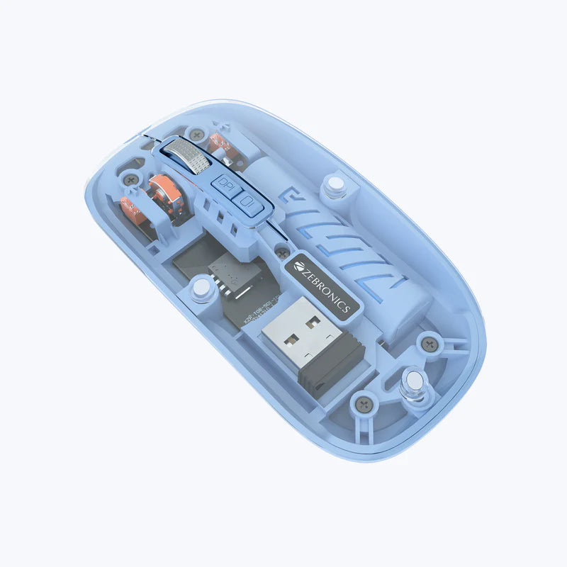 Zebronics Zeb-Sheer 10 Wireless Mouse Blue | Dual Mode Bluetooth