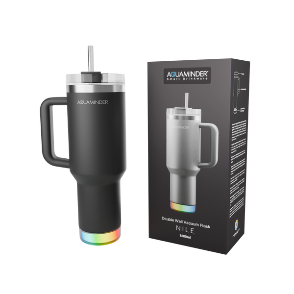 Stainless Steel Tumbler with Handle, Straw & Lid 1.2 Litre Nile+ SS304 Material with App Connectivity