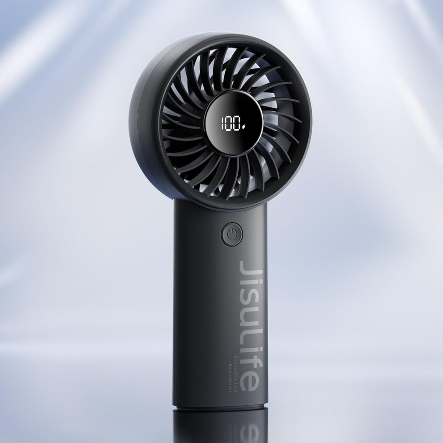 JISULIFE Handheld Fan Life4 with Powerful Motor,LED Display,5000mAh Battery,5 Wind Speeds,Lanyard; USB Rechargeable Hand held Fan; Summer Essentials Portable Fan for Travel,Beach,Makeup,Concerts