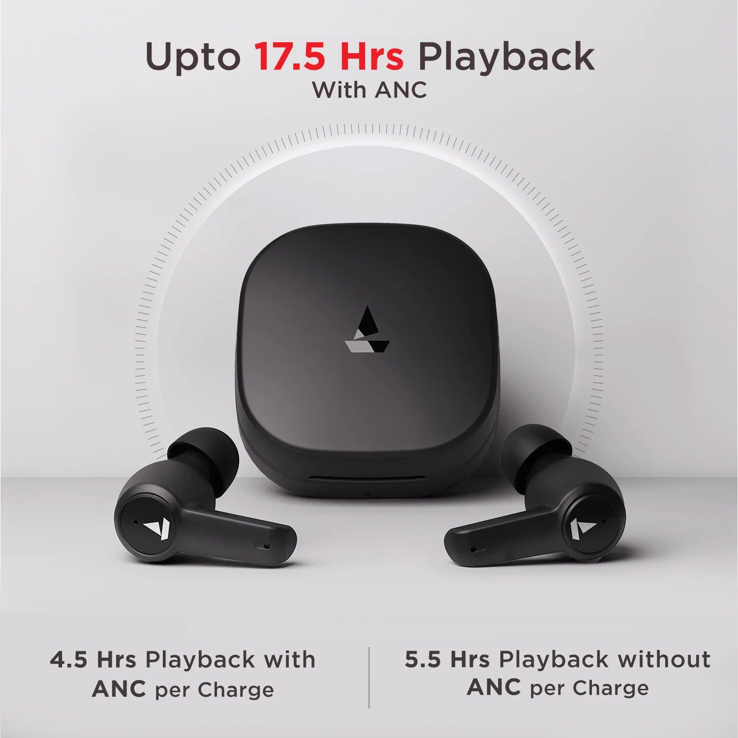 boAt Airdopes 411 ANC in Ear TWS Earbuds with Active Noise Cancellation, Upto 17.5 Hours Playback and ASAP Charge (Black Storm, True Wireless)
