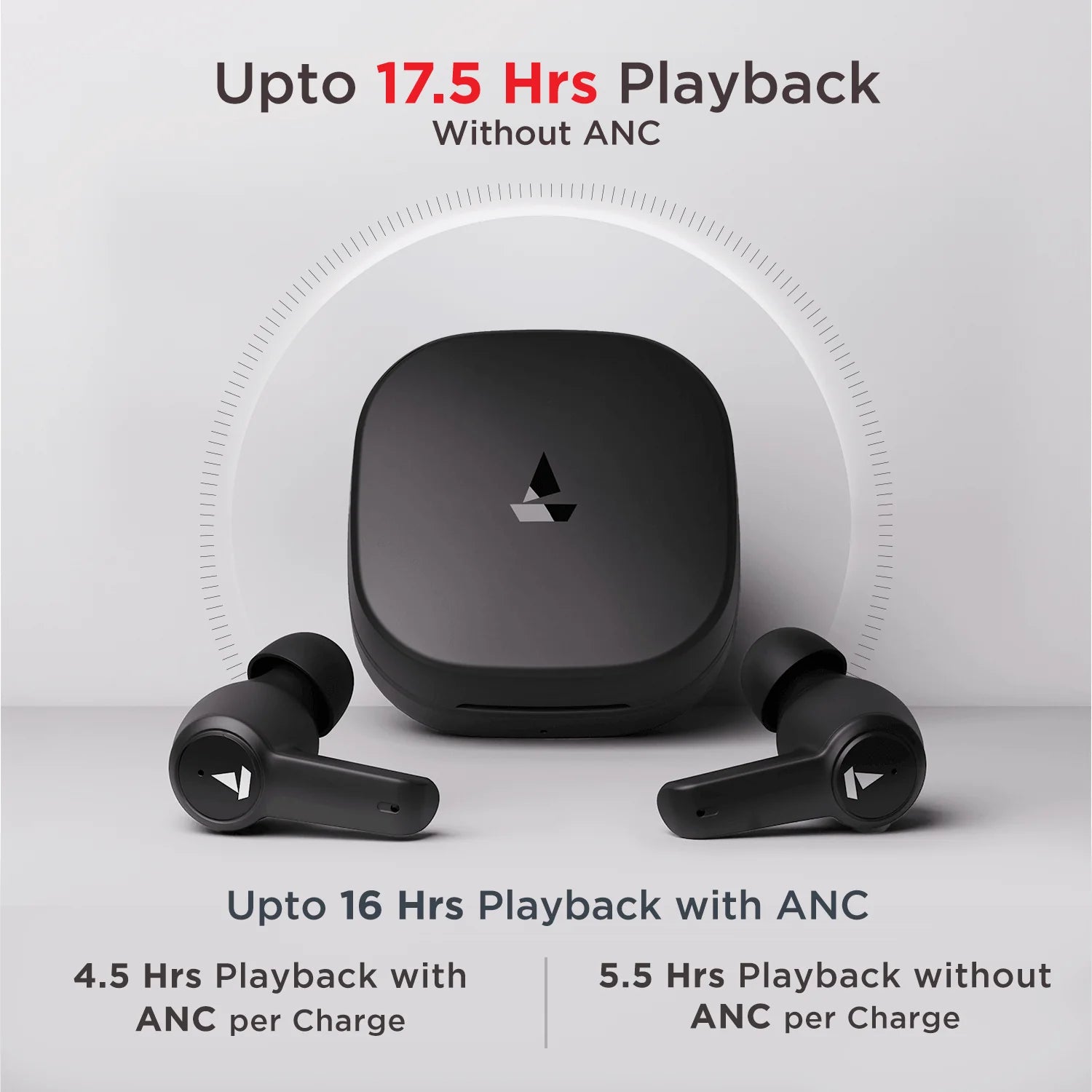 boAt Airdopes 411 ANC in Ear TWS Earbuds with Active Noise Cancellation, Upto 17.5 Hours Playback and ASAP Charge (Black Storm, True Wireless)