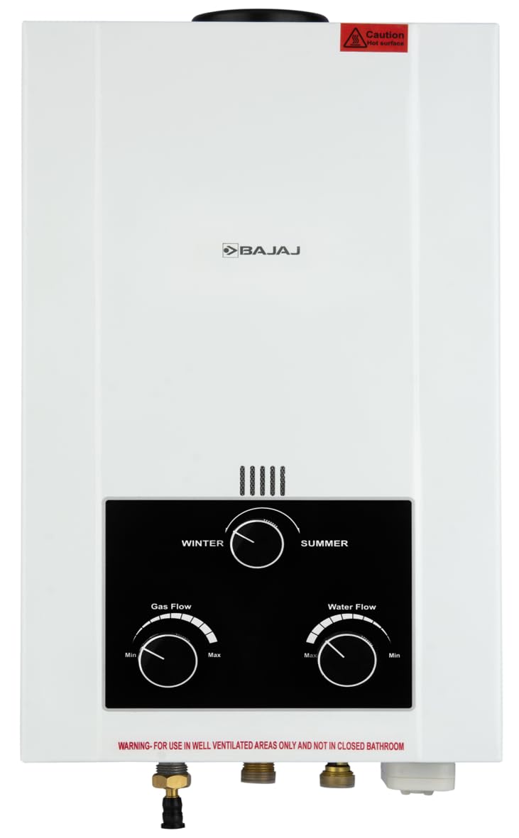 Bajaj Majesty Duetto Eco 5 Ltr Lpg Gas Water Heater | Oxygen Depletion Sensor |Wall Mount| 2 Years Product Warranty | Child Safety Lock | White (5 Ltr)