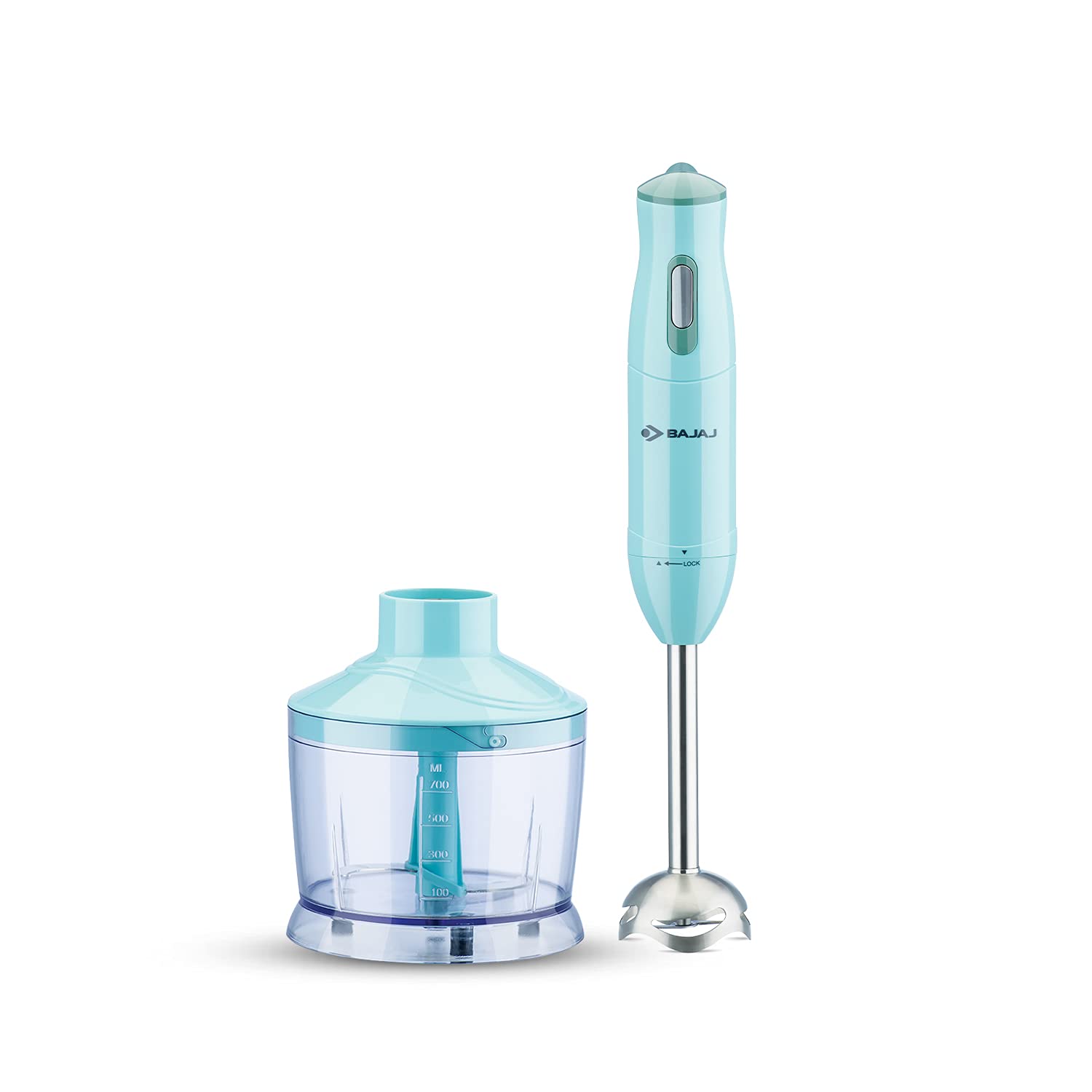 Bajaj Stainless Steel Hb-22 Silent 300W Hand Blender- Light Blue- 1 Jar- 300 Watt