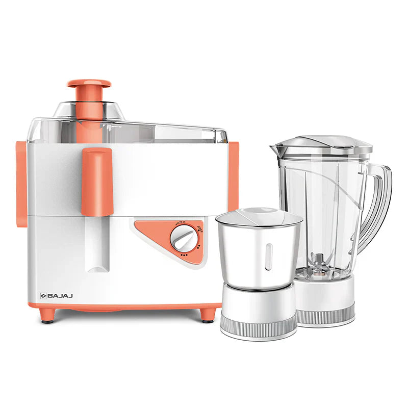 Bajaj Neo Jx4 450-Watt Juicer Mixer Grinder With 2 Jars (White/Orange)- 450 Watt