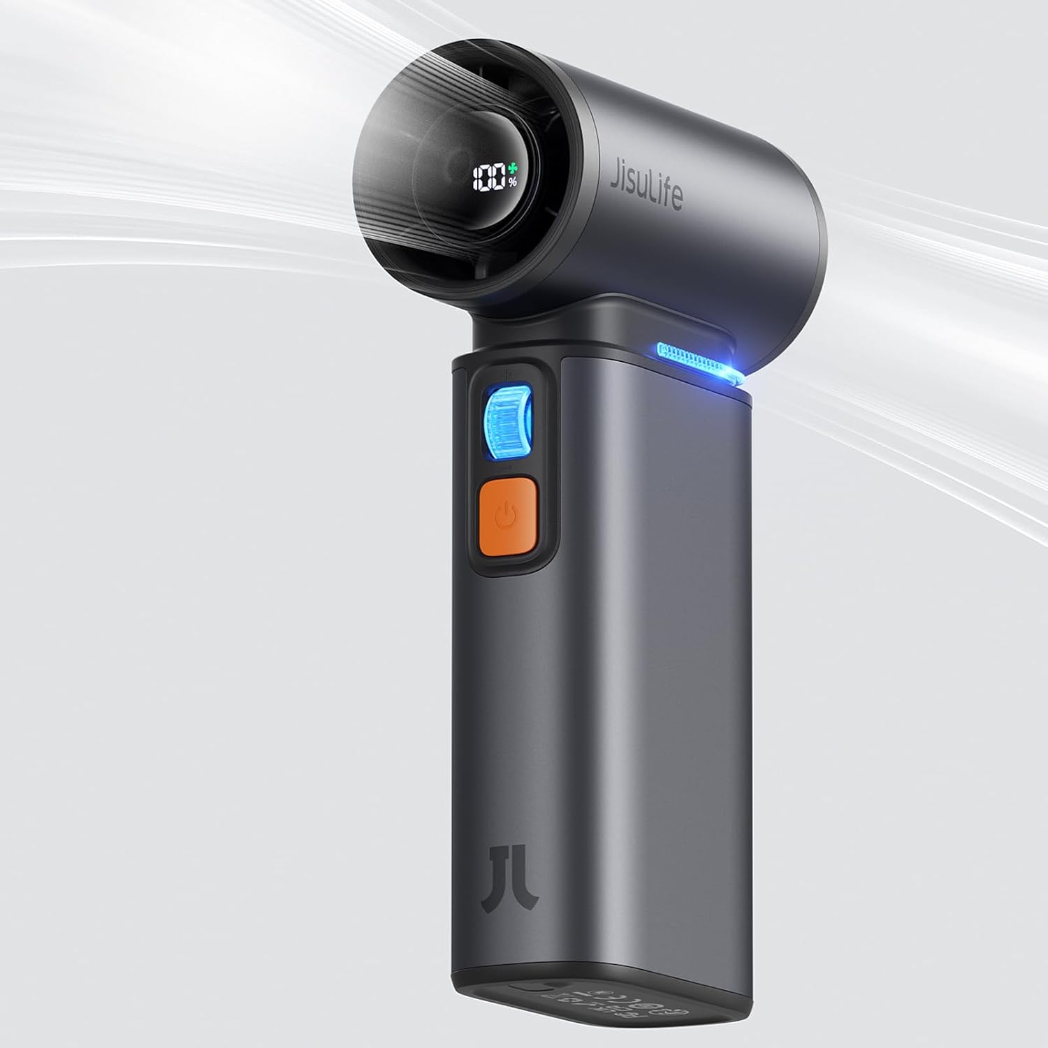 JISULIFE Handheld Fan Ultra1, 9000mAh Portable Handheld, 100000 RPM Electric Air Duster, 20m/s Dry Blower, 100 Speed Gears Turbo Fan Digital Display, Rechargeable Compressed Air Duster