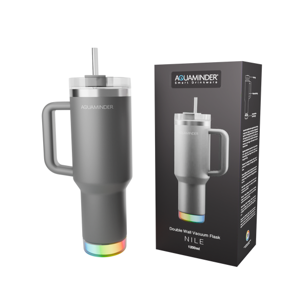 Stainless Steel Tumbler with Handle, Straw & Lid 1.2 Litre Nile+ SS304 Material with App Connectivity