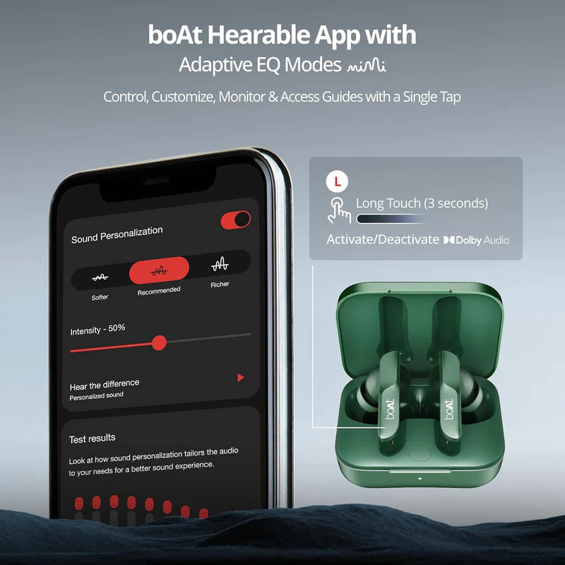 #Color_INTERSTELLAR GREEN boAt Airdopes 800
