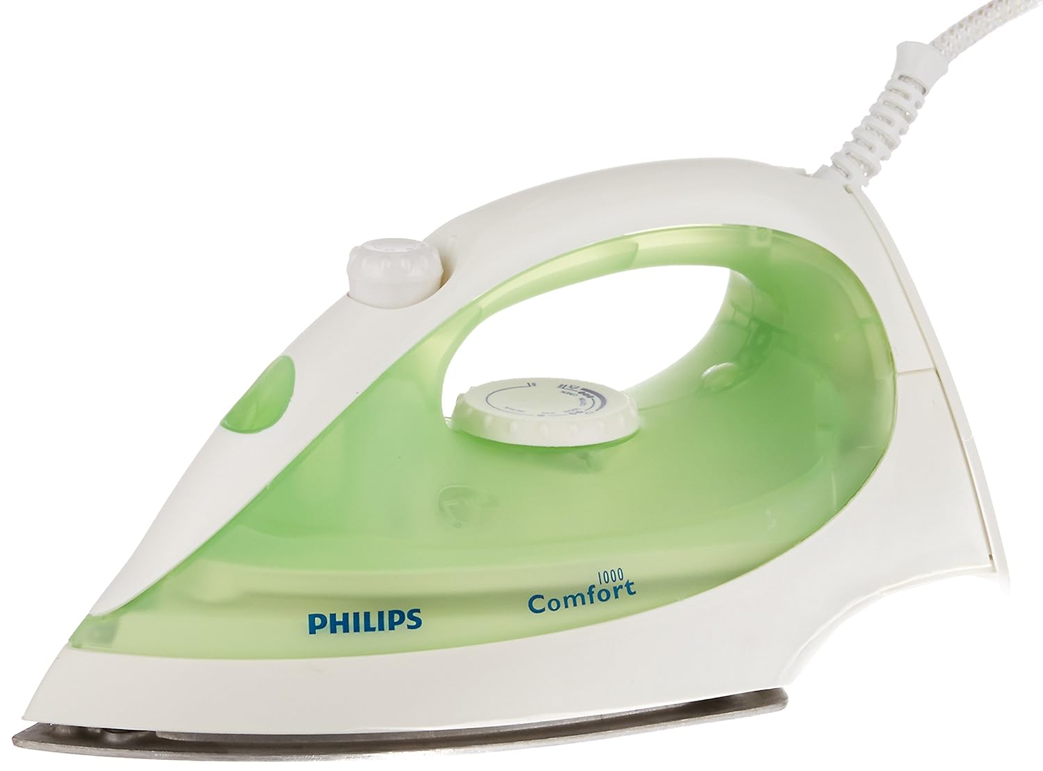 Philips GC1010 Comfort Steam Spray Iron – 1200W Power- Non Stick Soleplate- Continuous Steam- and Ergonomic Design for Effortless Ironing