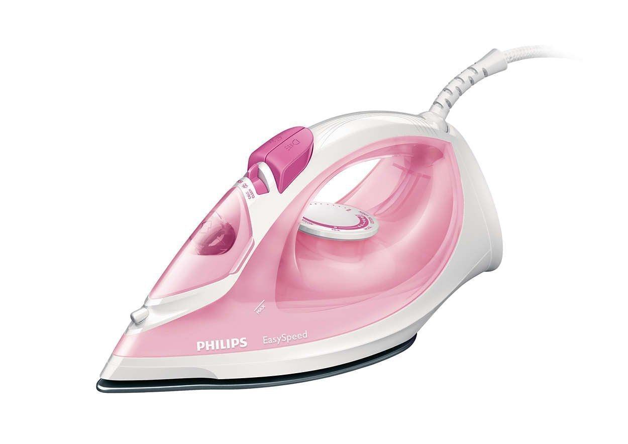 Philips GC1022 Steam Iron – 2000W Powerful Heating- Continuous Steam- Non Stick Soleplate- and Stylish Pink Design