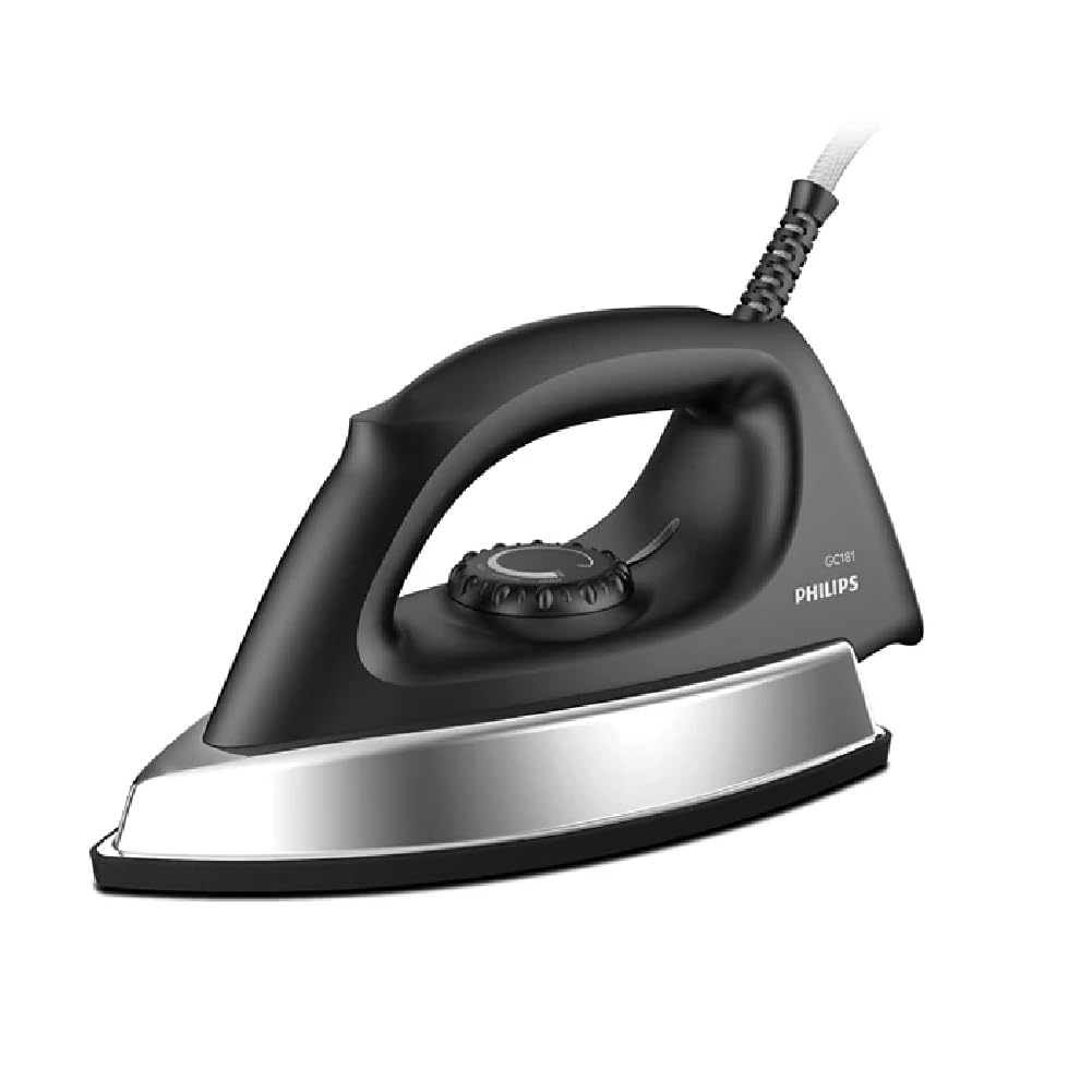 PHILIPS Stainless_Steel Heavyweight Dry Iron Gc181/8 1000 Watts Power- Black Non Stick Soleplate- Ergonomic Grip