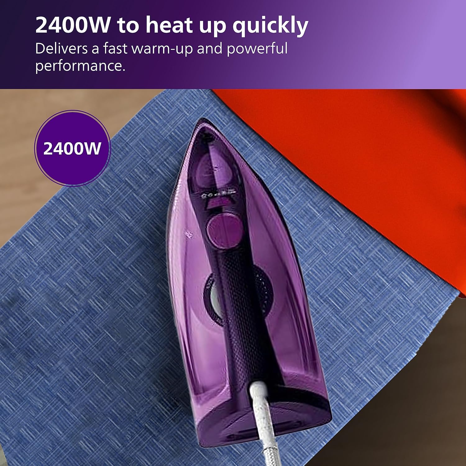 PHILIPS Easyspeed Plus Steam Iron Gc2147/30 2400 Watts- Quick Heat Up With Up To 30 G/Min Steam- 150G Steam Boost- Scratch Resistant Ceramic Soleplate- Vertical Steam- Drip Stop