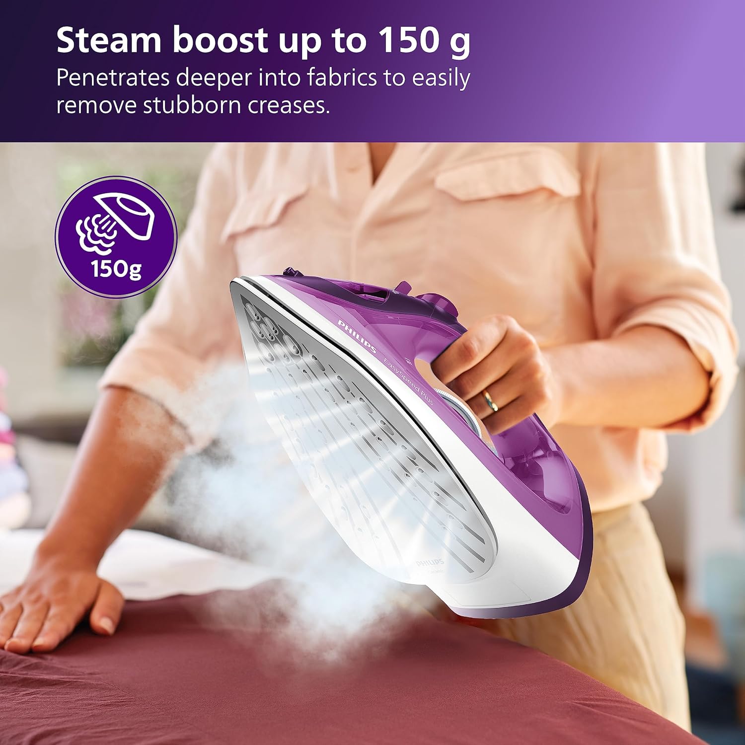 PHILIPS Easyspeed Plus Steam Iron Gc2147/30 2400 Watts- Quick Heat Up With Up To 30 G/Min Steam- 150G Steam Boost- Scratch Resistant Ceramic Soleplate- Vertical Steam- Drip Stop