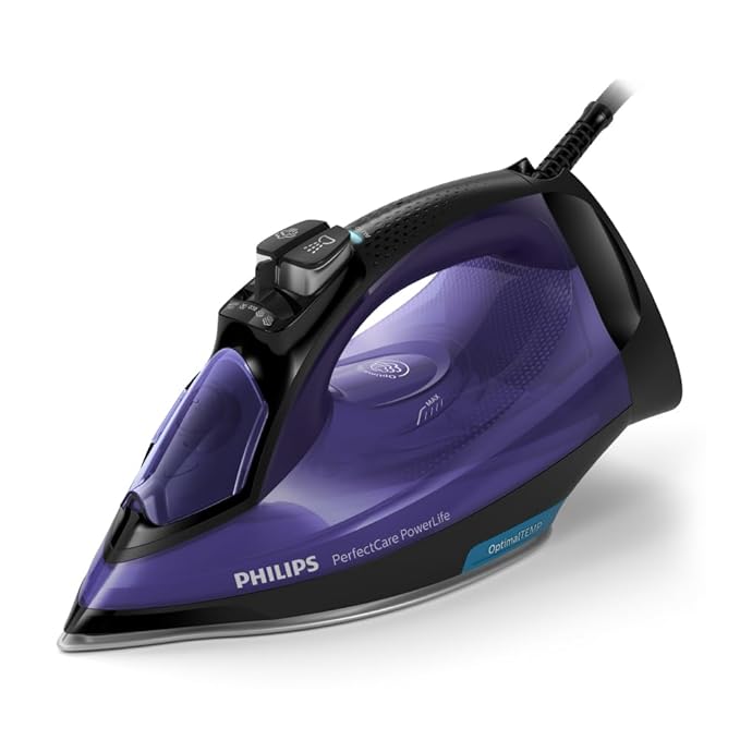 PHILIPS Plastic Perfect Care Power Life Steam Iron Gc3925/34-2400 Watts Up To 45 G/Min Steam Output-Optitemp Technology-Steam Glide Plus Soleplate-Drip Stop And Shut Off With No Burns Guaranteed