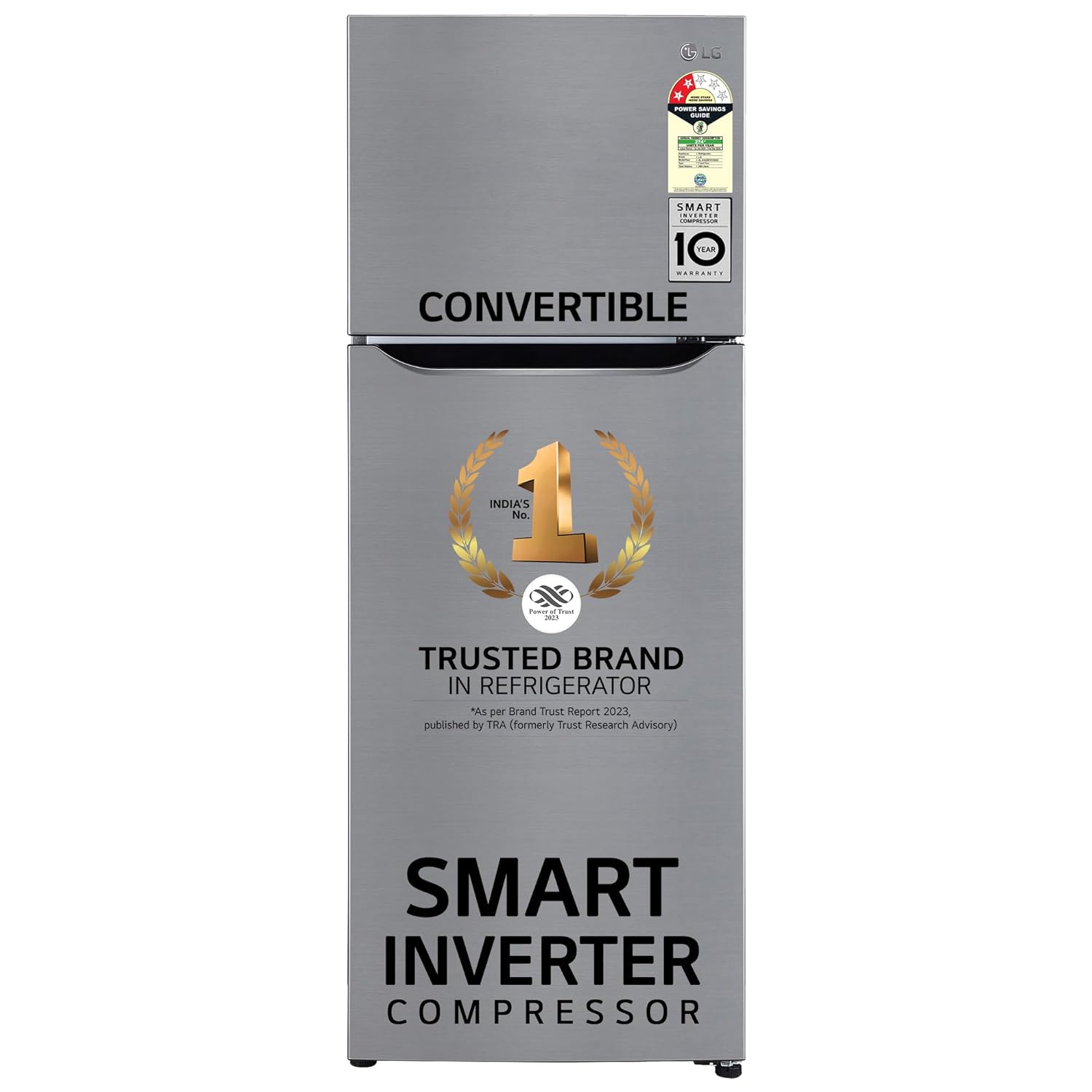 LG 288 L 2 Star Smart Inverter Frost-Free Double Door Refrigerator (GL-S322SPZY- Shiny Steel- Convertible & Multi Airflow Cooling)