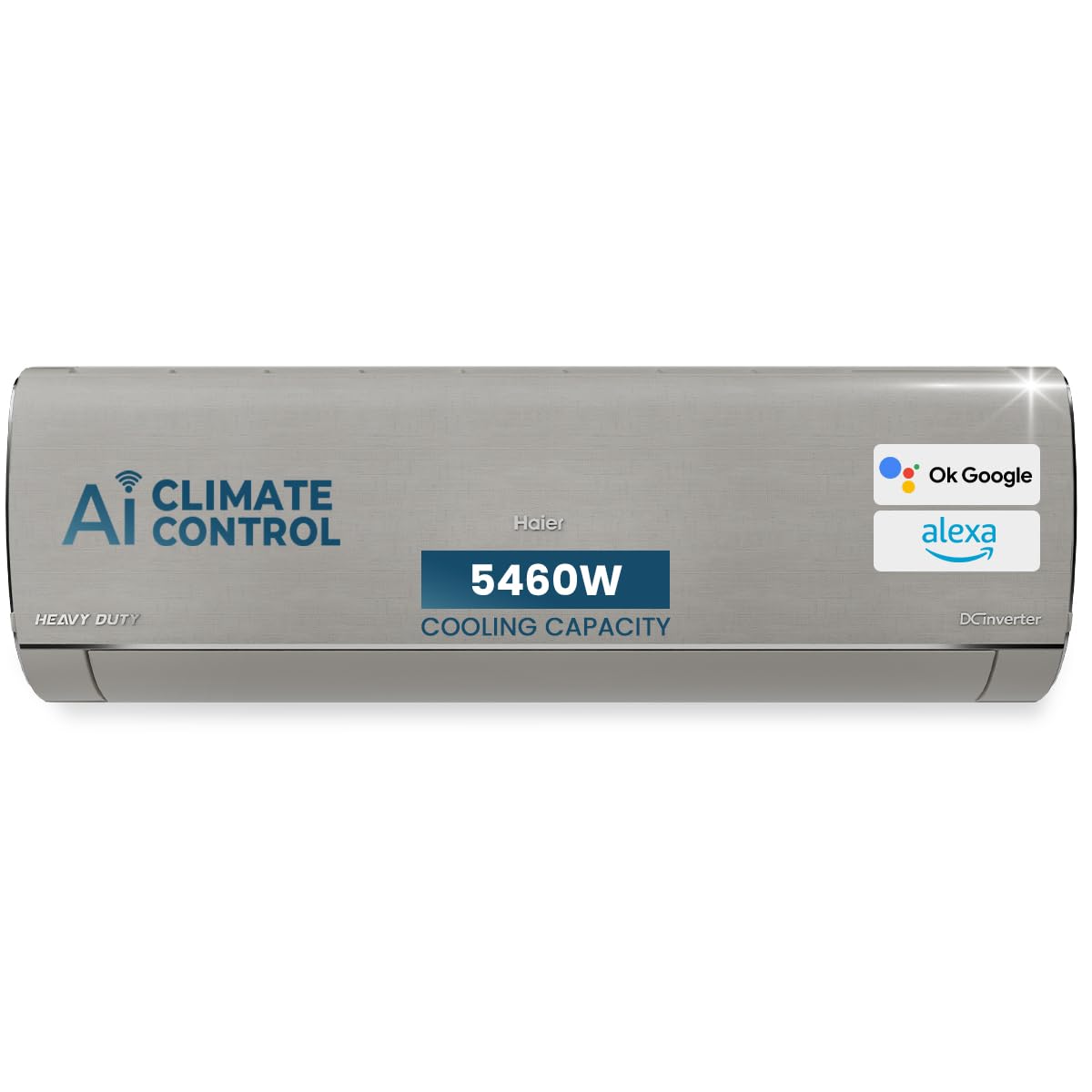 Haier Gravity Series 1.6 Ton 5 Star AI Climate Control Smart Split AC (5460 Watts, HEXA Inverter, Copper, Fabric Finish, HSU19G-MZAIS5BN-INV,Moonstone Grey)