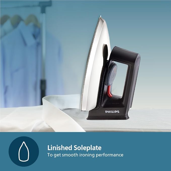 PHILIPS Dry Iron HD1134/28 (World no. 1 Ironing Brand) Powerful 750 Watts for Fast heat up- Temperature controlled thermostat for all fabrics