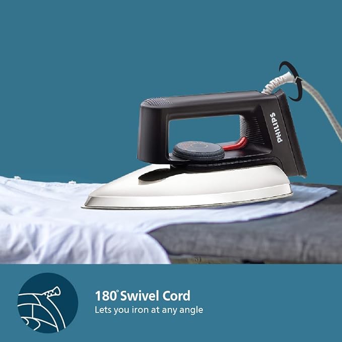 PHILIPS Dry Iron HD1134/28 (World no. 1 Ironing Brand) Powerful 750 Watts for Fast heat up- Temperature controlled thermostat for all fabrics
