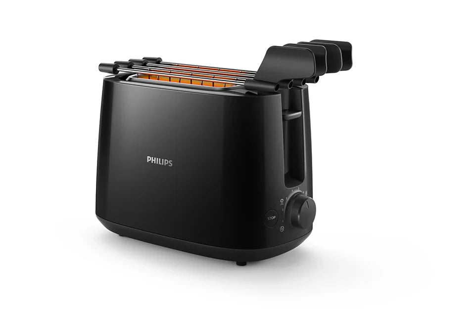 Philips Daily Collection HD2583/90 600 Watt 2 in 1   Toaster and Sandwichmaker (Black)