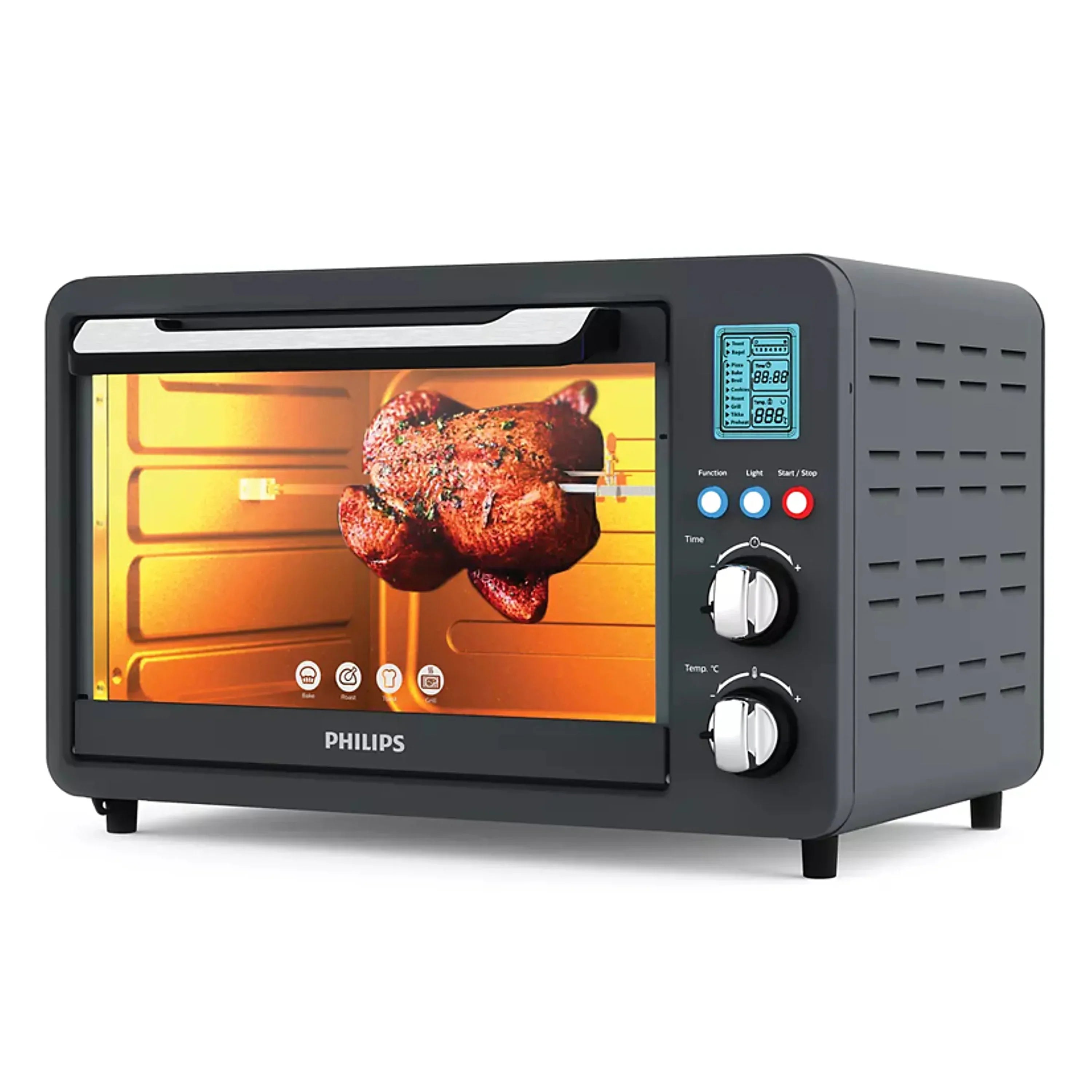 Philips HD6975/00 Digital Oven Toaster Grill- 25 Litre OTG- 1500 Watt with Opti Temp Technology- Chamber light and 10 preset menus- Inner Lamp (Grey)