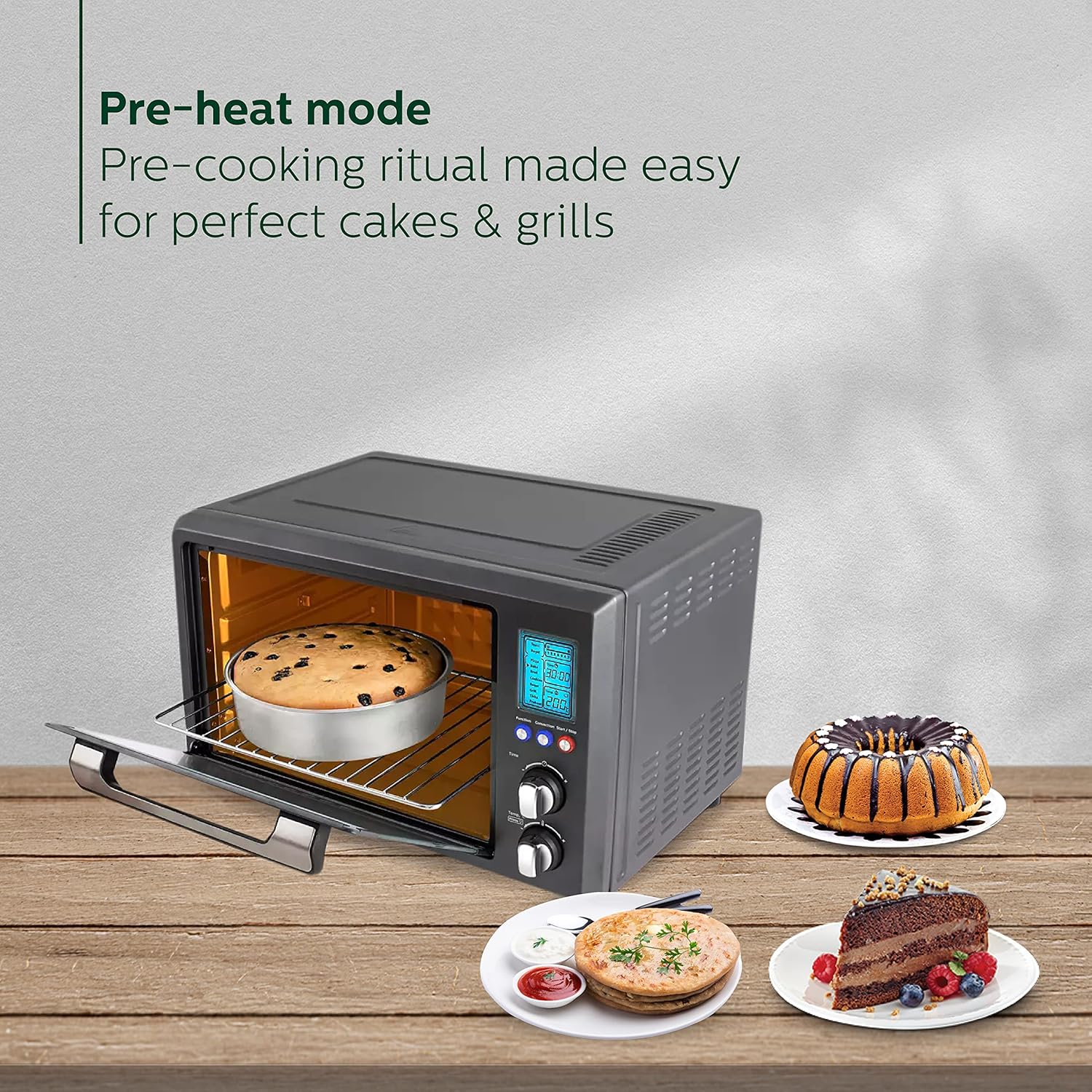 Philips HD6976/00 36 Litre Digital Oven Toaster Grill- 2000W- with Opti Temp Technology- Temperature control- Convection Mode- Chamber light and 10 preset menus- Inner Lamp- 7 level browning function