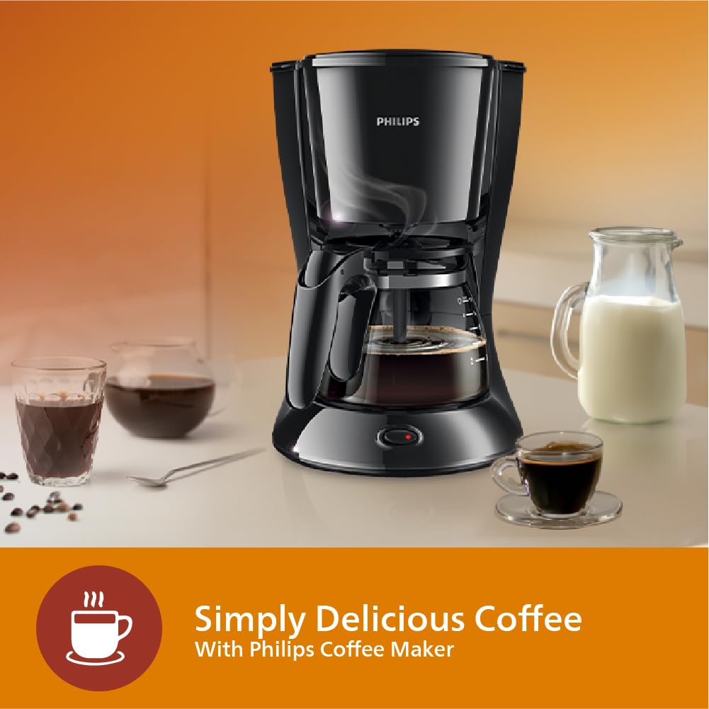 Philips Drip Coffee Maker HD7432/20- 0.6 L- Ideal for 2 7 cups- 750W- Black- Medium