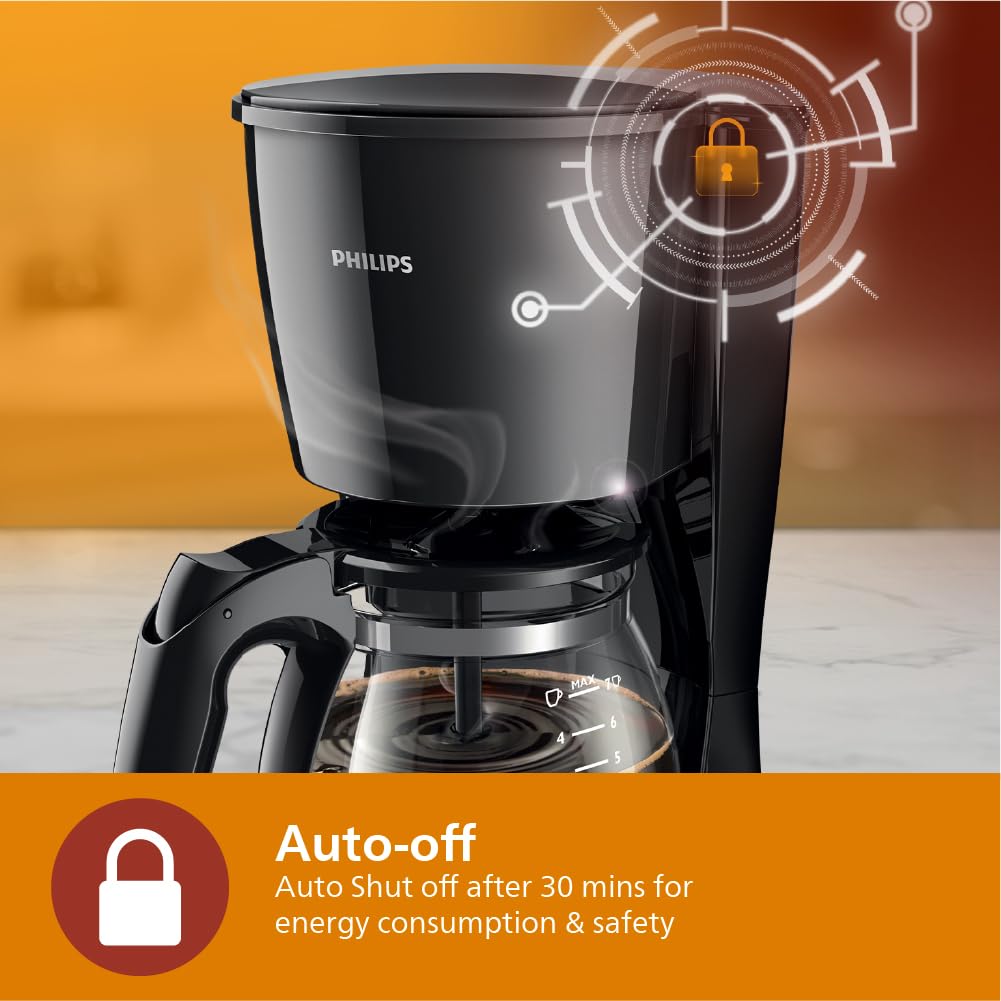 Philips Drip Coffee Maker HD7432/20- 0.6 L- Ideal for 2 7 cups- 750W- Black- Medium
