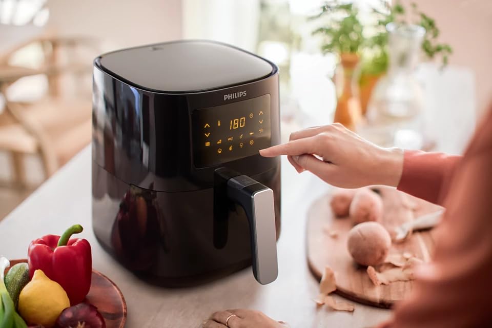 Philips Essential Air Fryer HD9252/70 with Rapid Air Technology- uses up to 90% less fat- 7 Presets Touch Screen