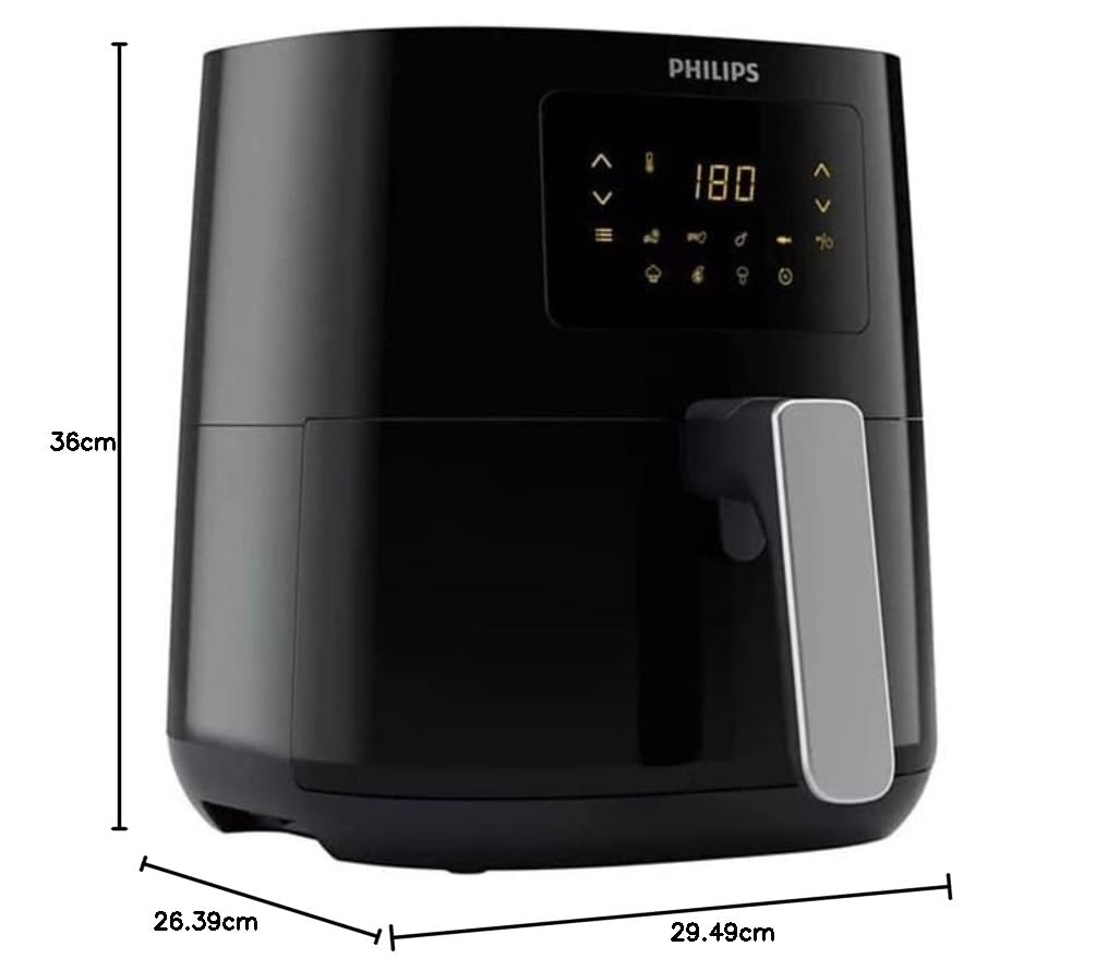 Philips Essential Air Fryer HD9252/70 with Rapid Air Technology- uses up to 90% less fat- 7 Presets Touch Screen