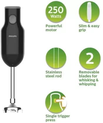 PHILIPS Alloy Steel Hl1655/02 Hand Blender 250W Black- 250 Watts