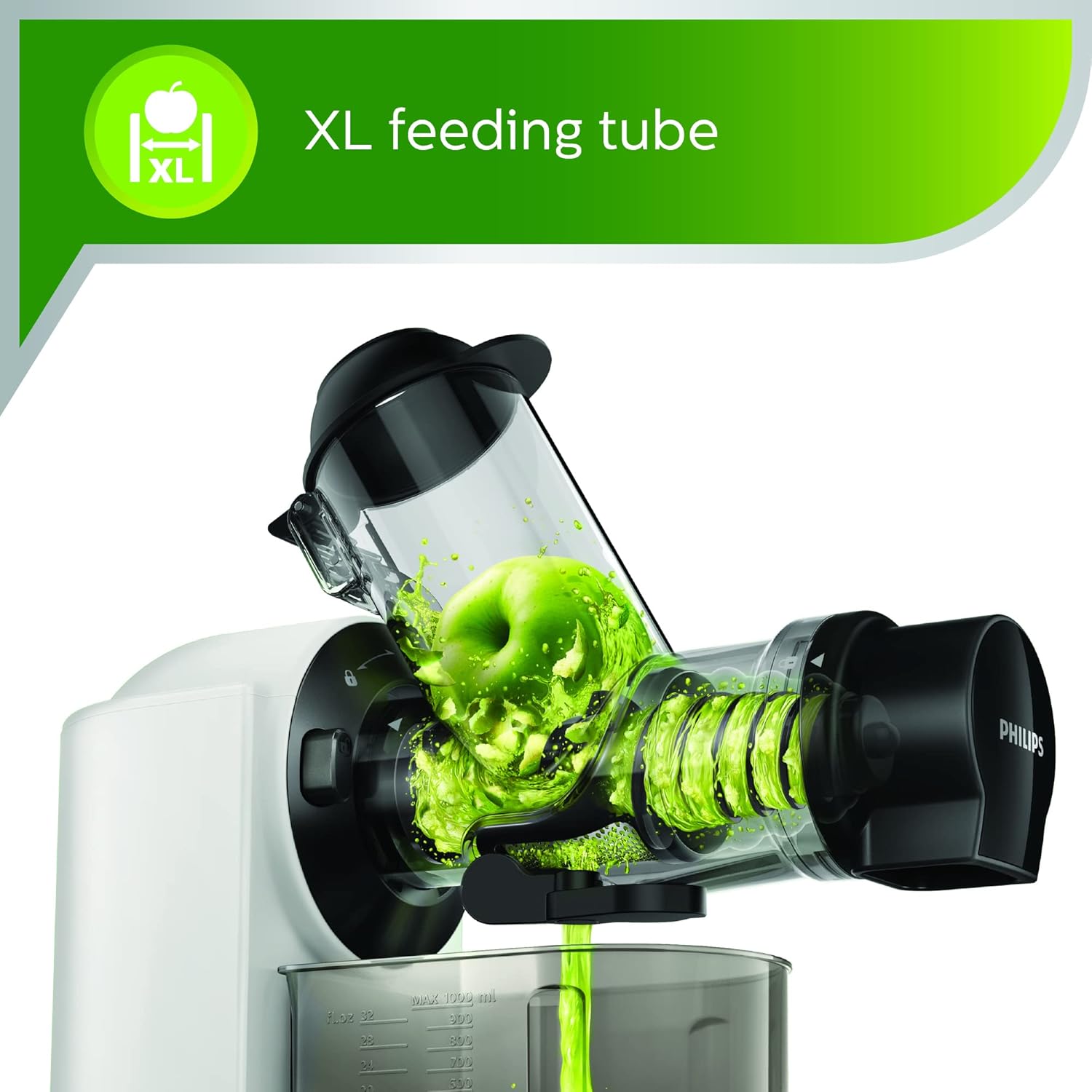 Philips Viva Collection Masticating juicer HR1887/81 XL Tube- 70 mm Quick Clean