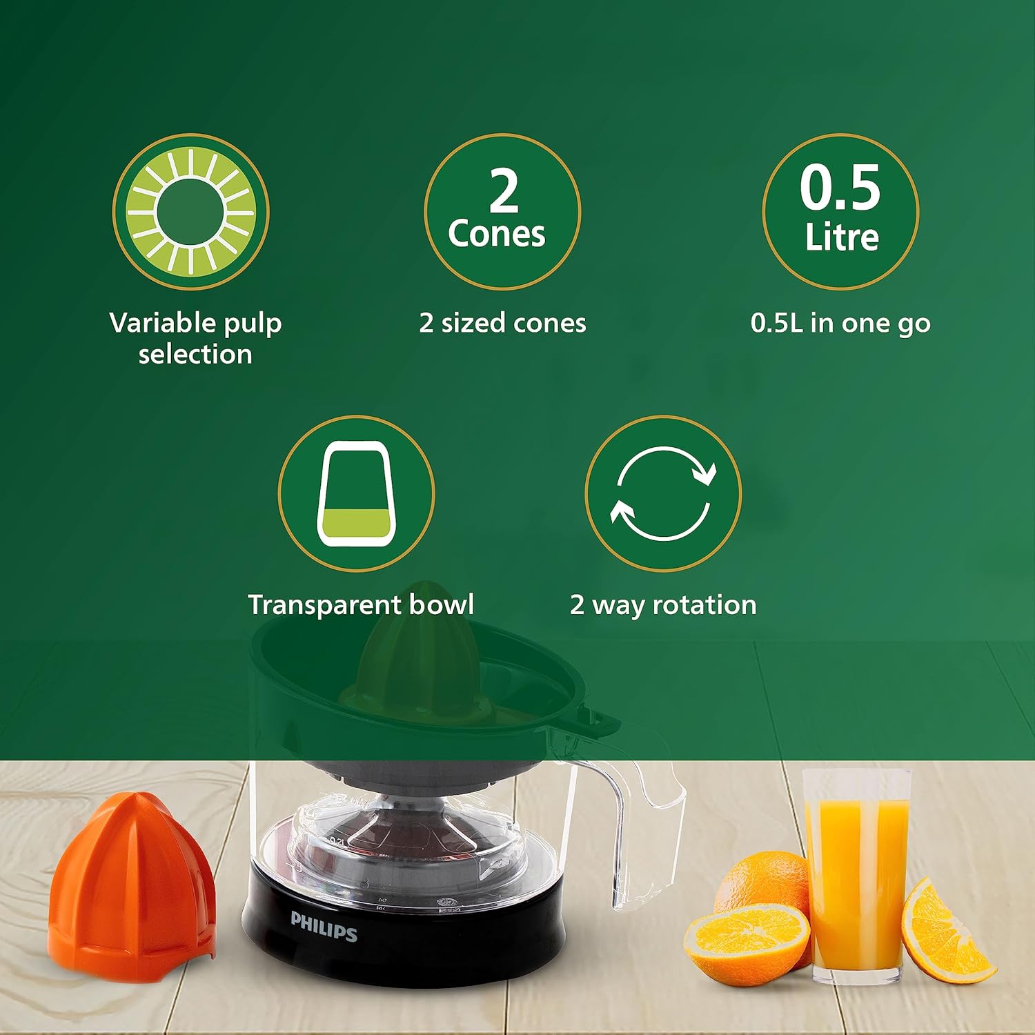 PHILIPS Citrus Press Juicer HR2788/00- Black & Transparent- Medium