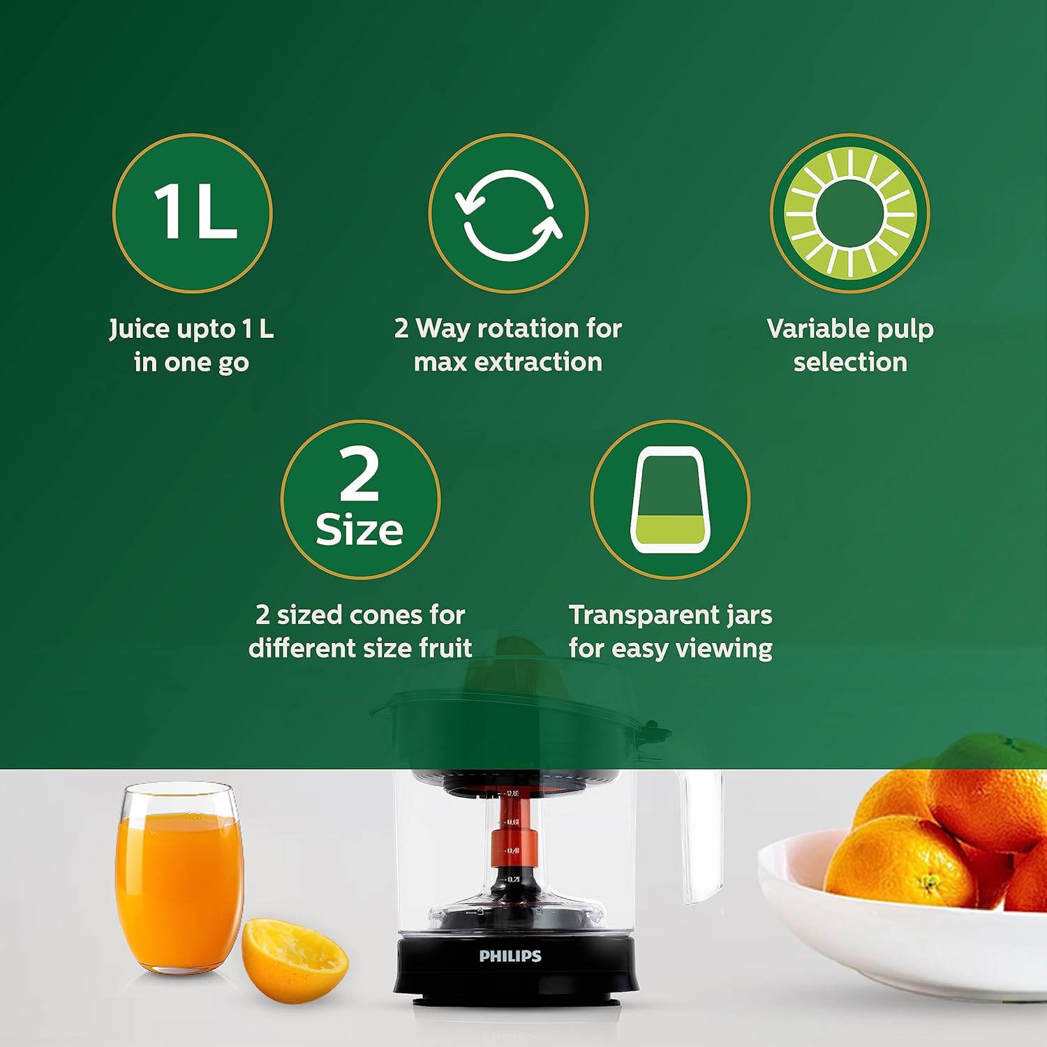 PHILIPS Citrus Press Juicer HR2799/00- Black & Transparent- Large
