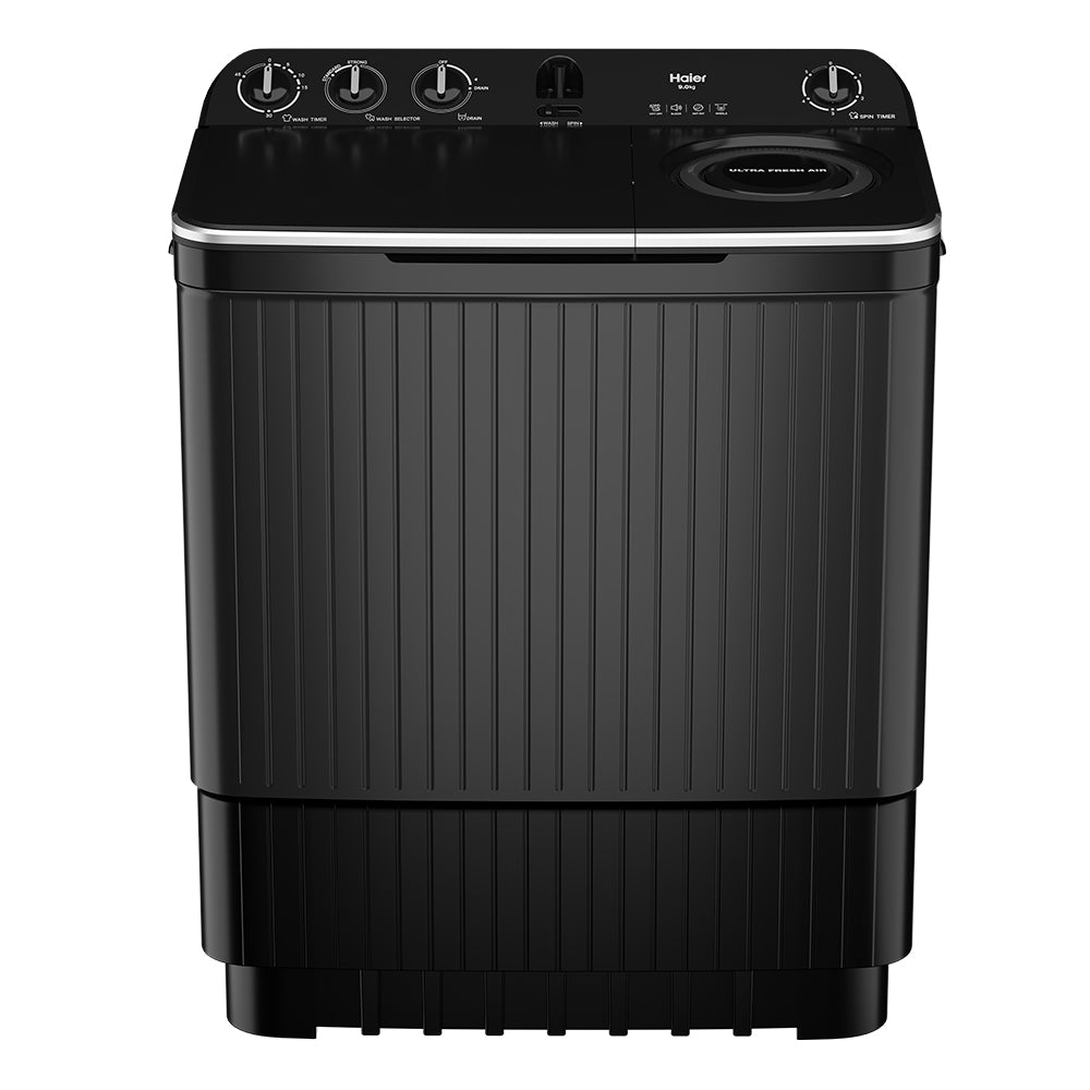 Haier 9 Kg 5 Star Semi Automatic Top Load Washing Machine HTW90-196BBK Black
